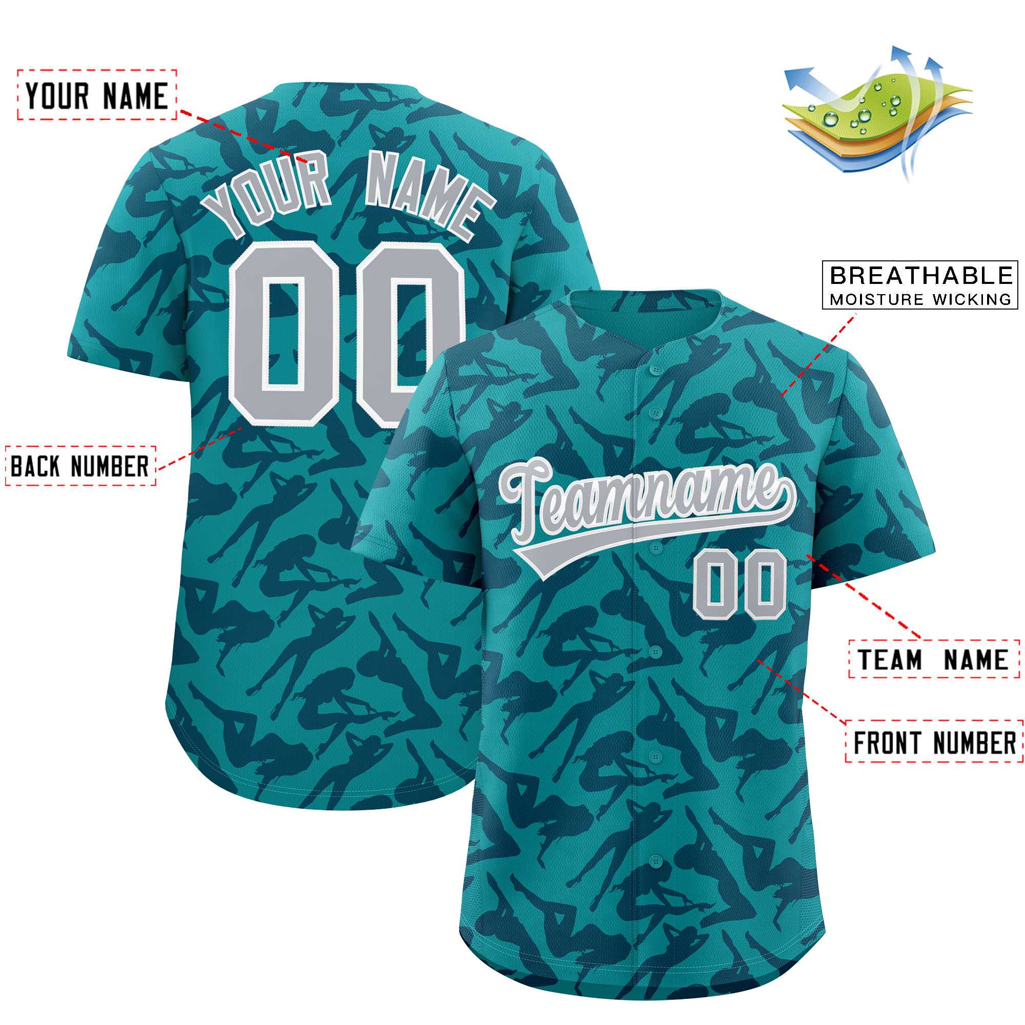 Custom Aqua Navy Playboy Graffiti Pattern Authentic Baseball Jersey