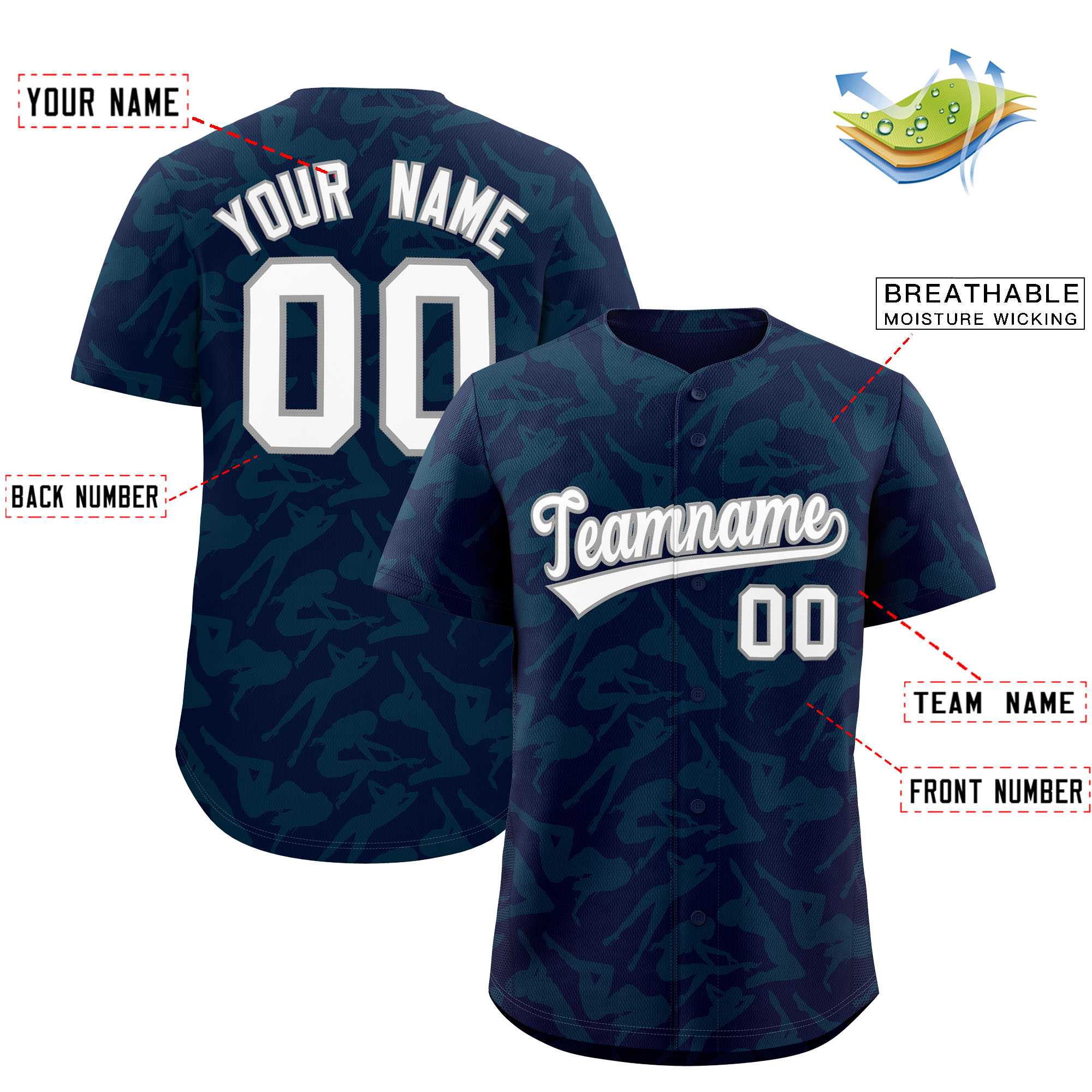 Custom Navy Aqua Playboy Graffiti Pattern Authentic Baseball Jersey