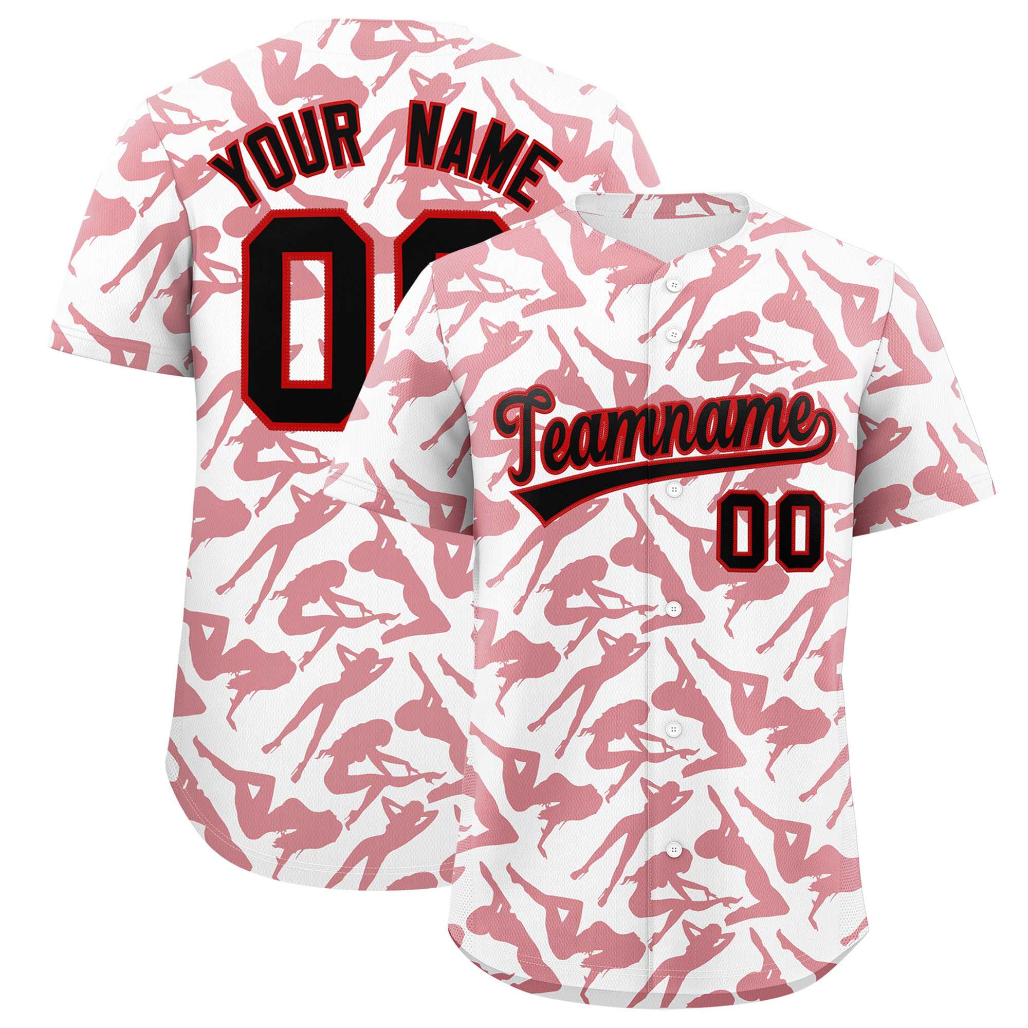 Custom White Red Playboy Graffiti Pattern Authentic Baseball Jersey