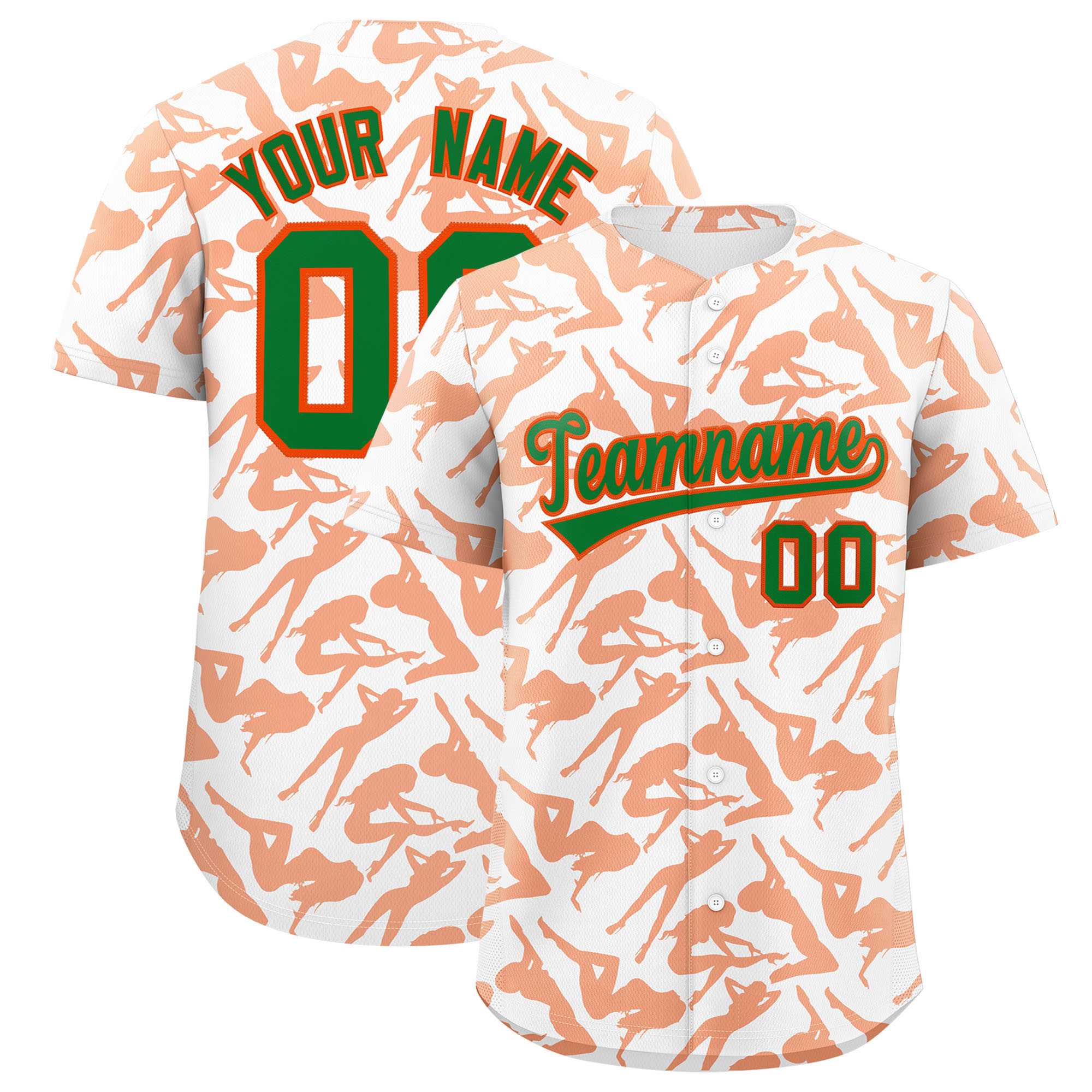 Custom White Orange Playboy Graffiti Pattern Authentic Baseball Jersey