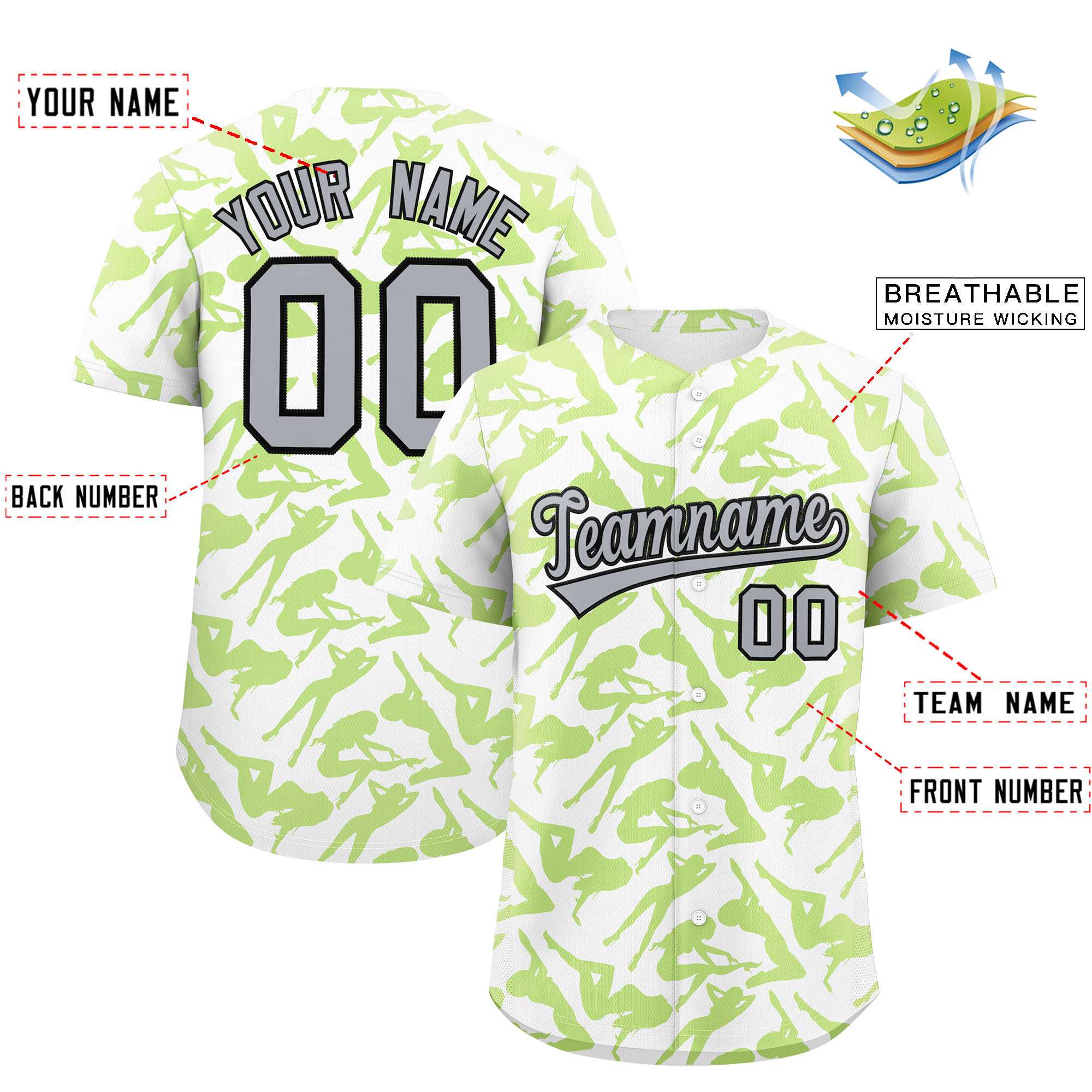 Custom White Neon Green Playboy Graffiti Pattern Authentic Baseball Jersey