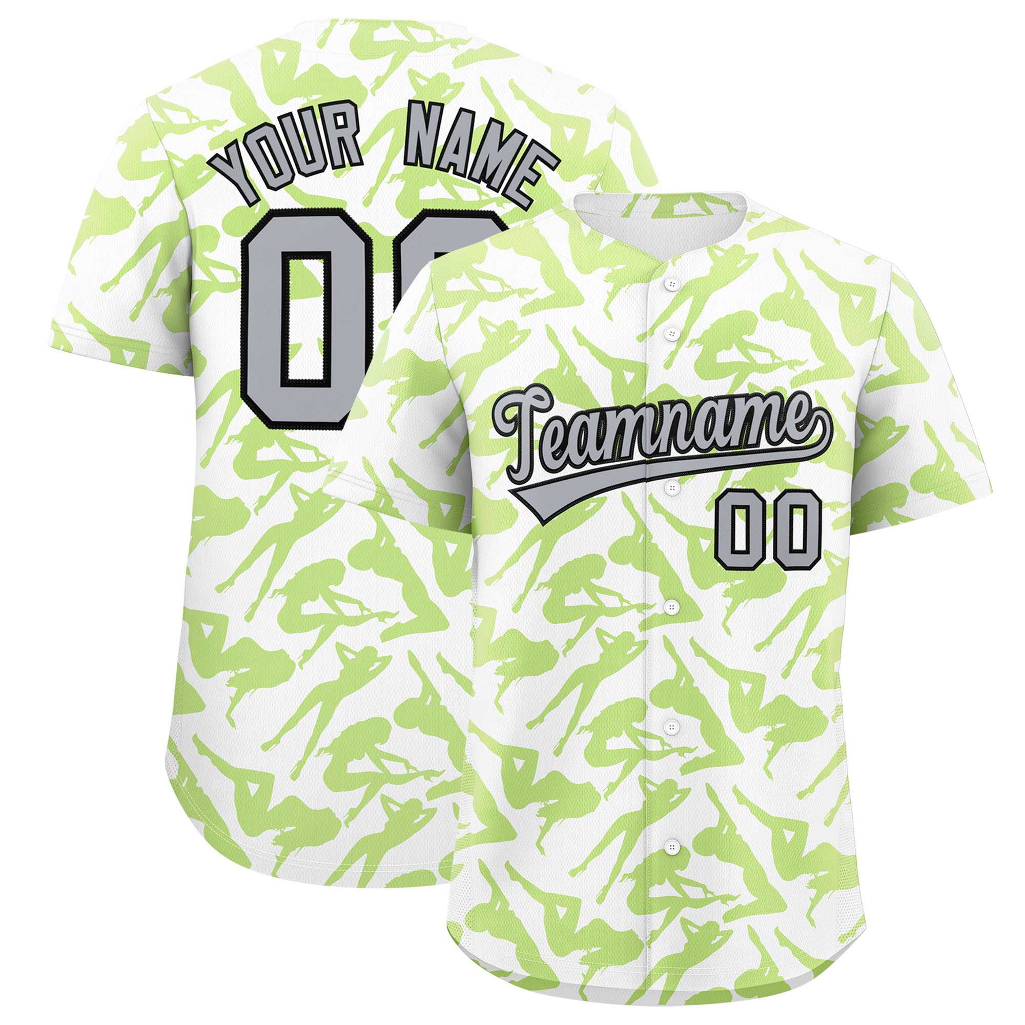 Custom White Neon Green Playboy Graffiti Pattern Authentic Baseball Jersey