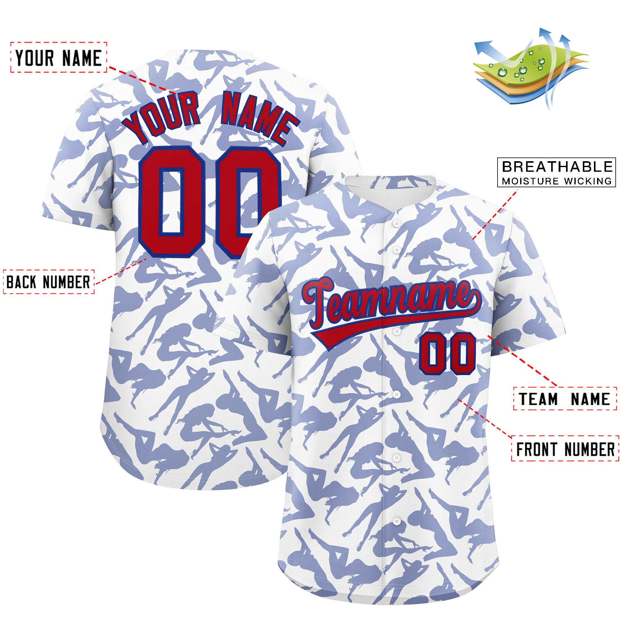 Custom White Royal Playboy Graffiti Pattern Authentic Baseball Jersey