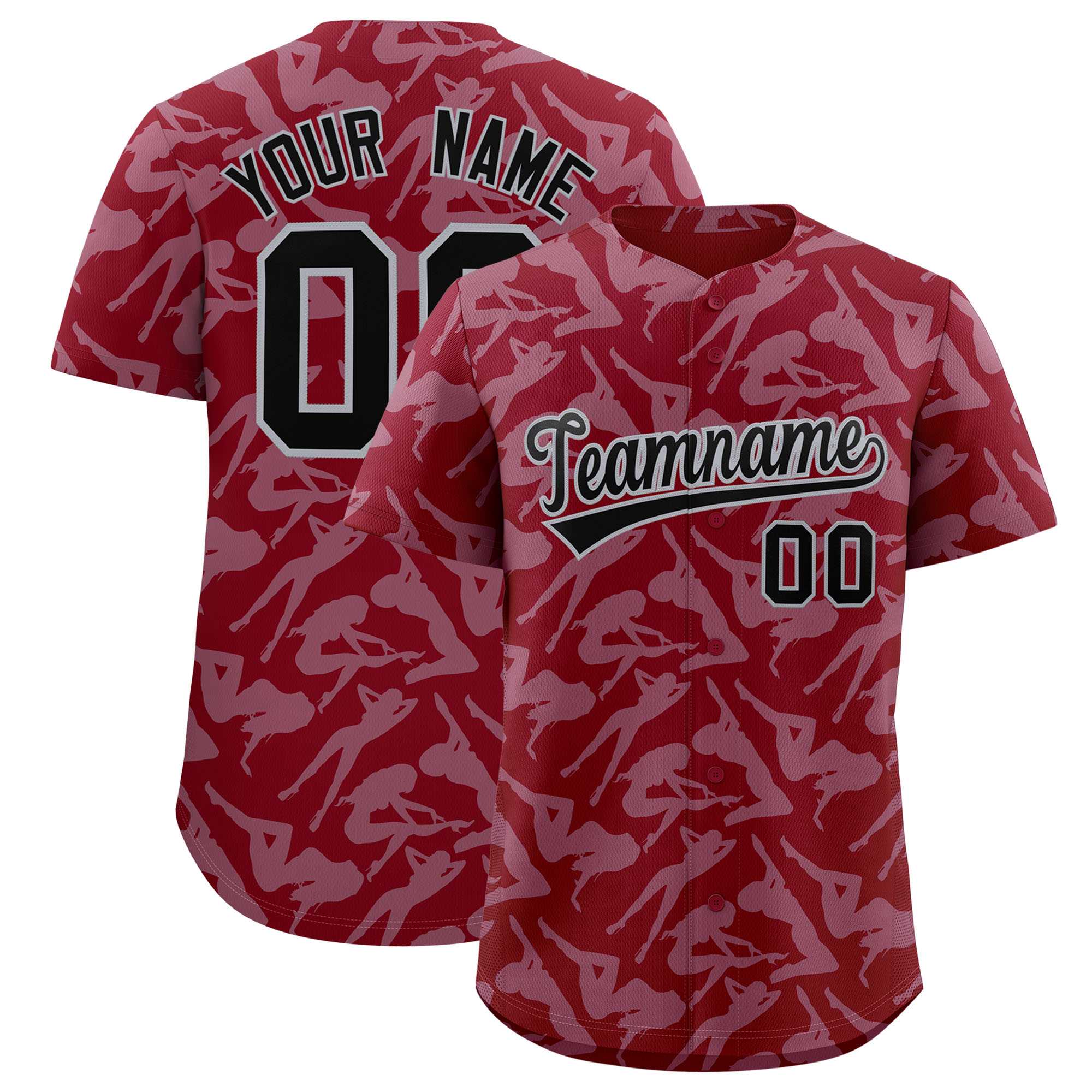 Custom Crimson Gray Playboy Graffiti Pattern Authentic Baseball Jersey