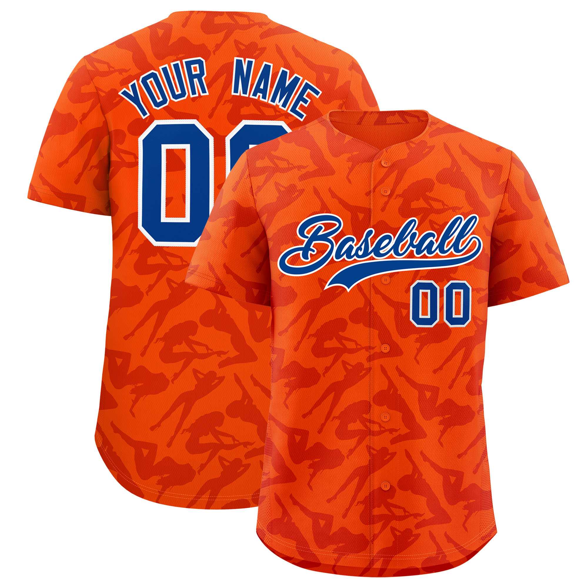 Custom Orange Red Playboy Graffiti Pattern Authentic Baseball Jersey