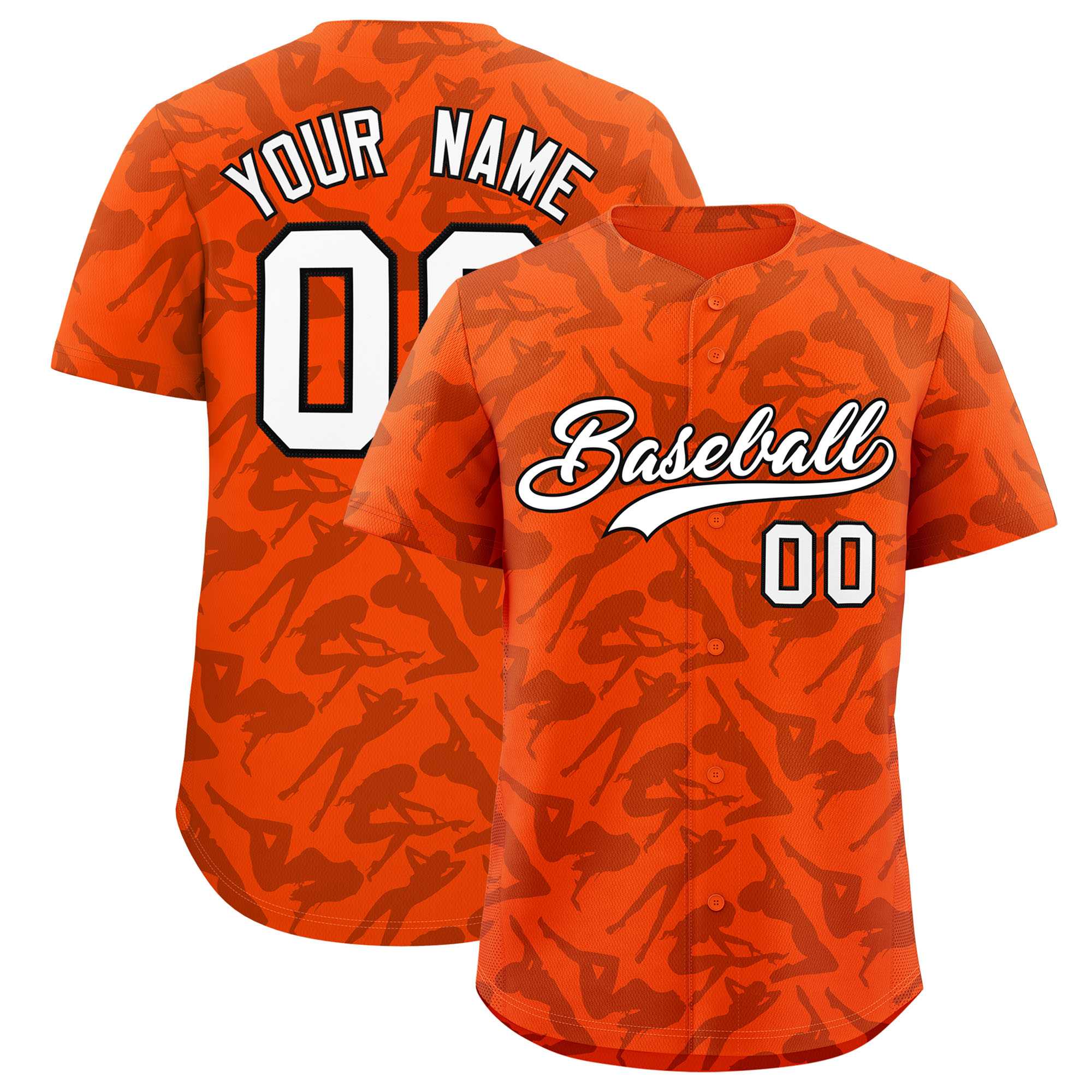 Custom Orange Black Playboy Graffiti Pattern Authentic Baseball Jersey