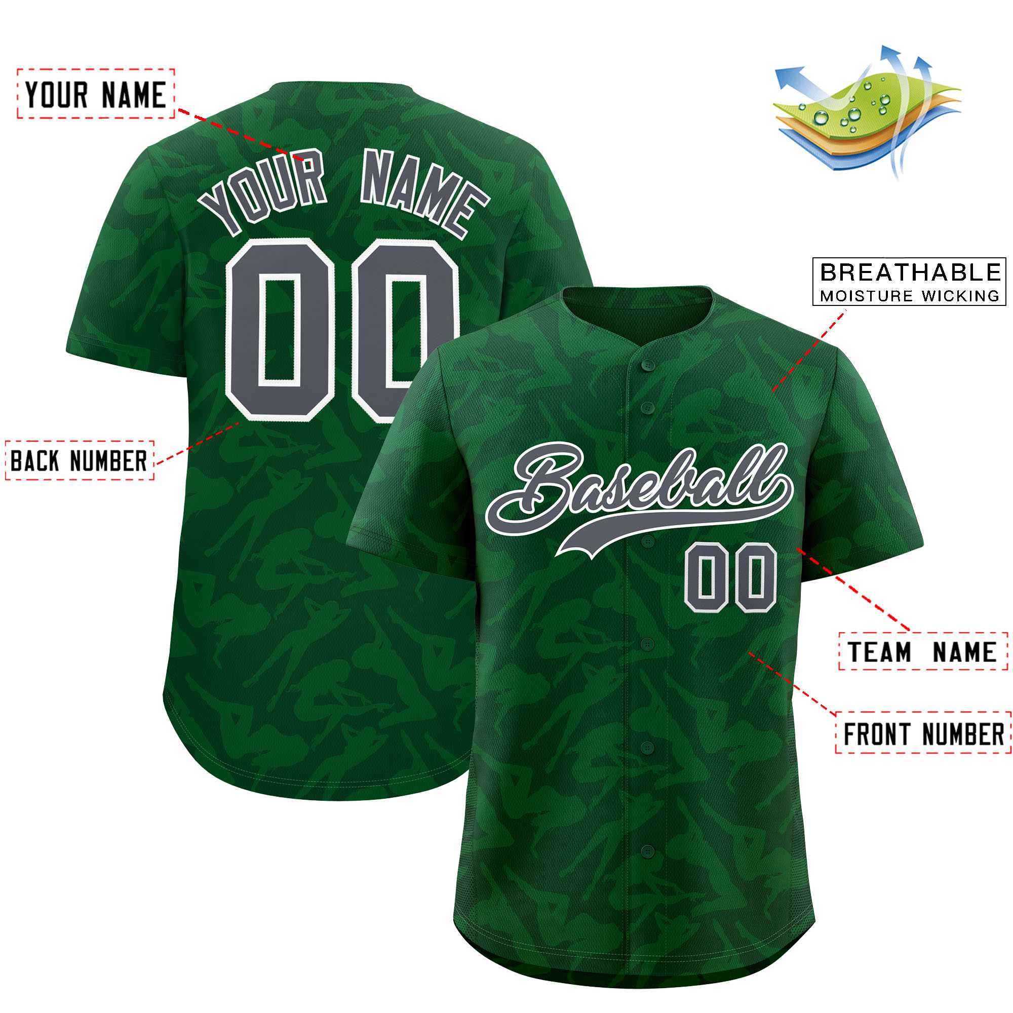 Custom Green Gray Playboy Graffiti Pattern Authentic Baseball Jersey