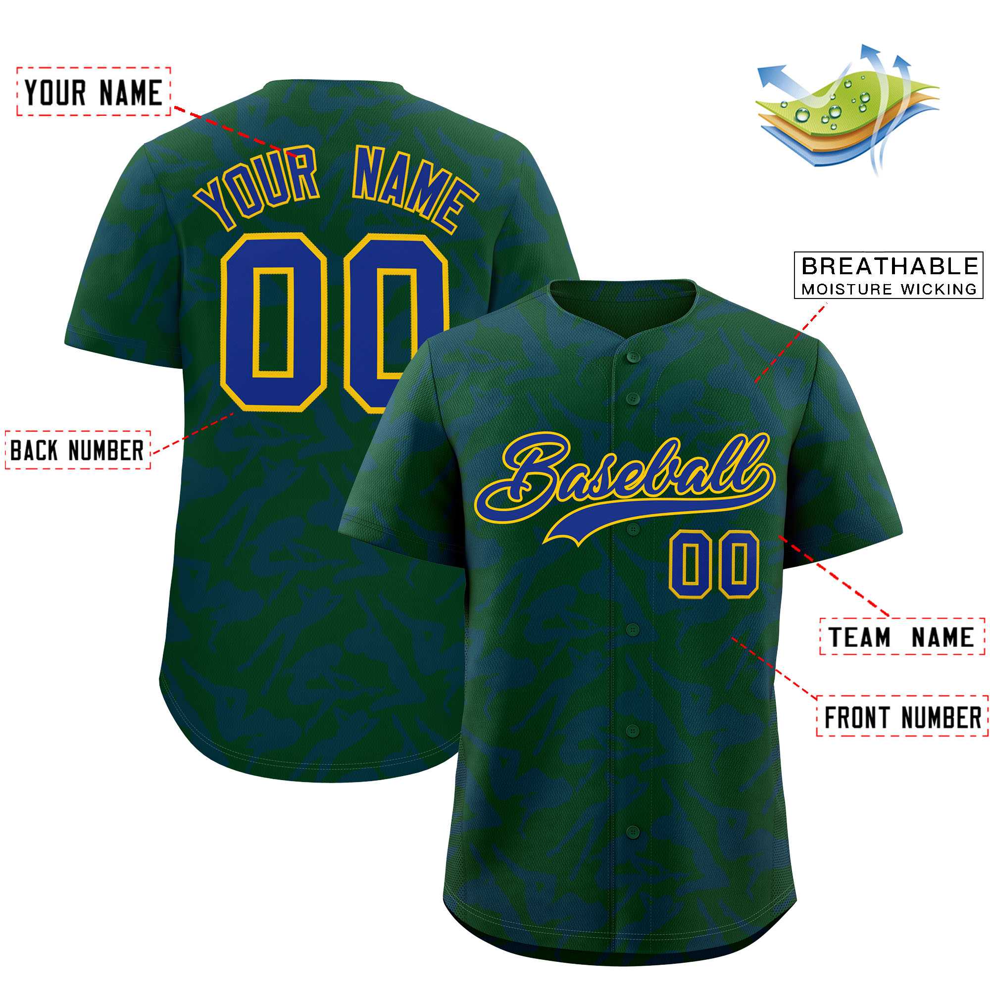 Custom Green Royal Playboy Graffiti Pattern Authentic Baseball Jersey