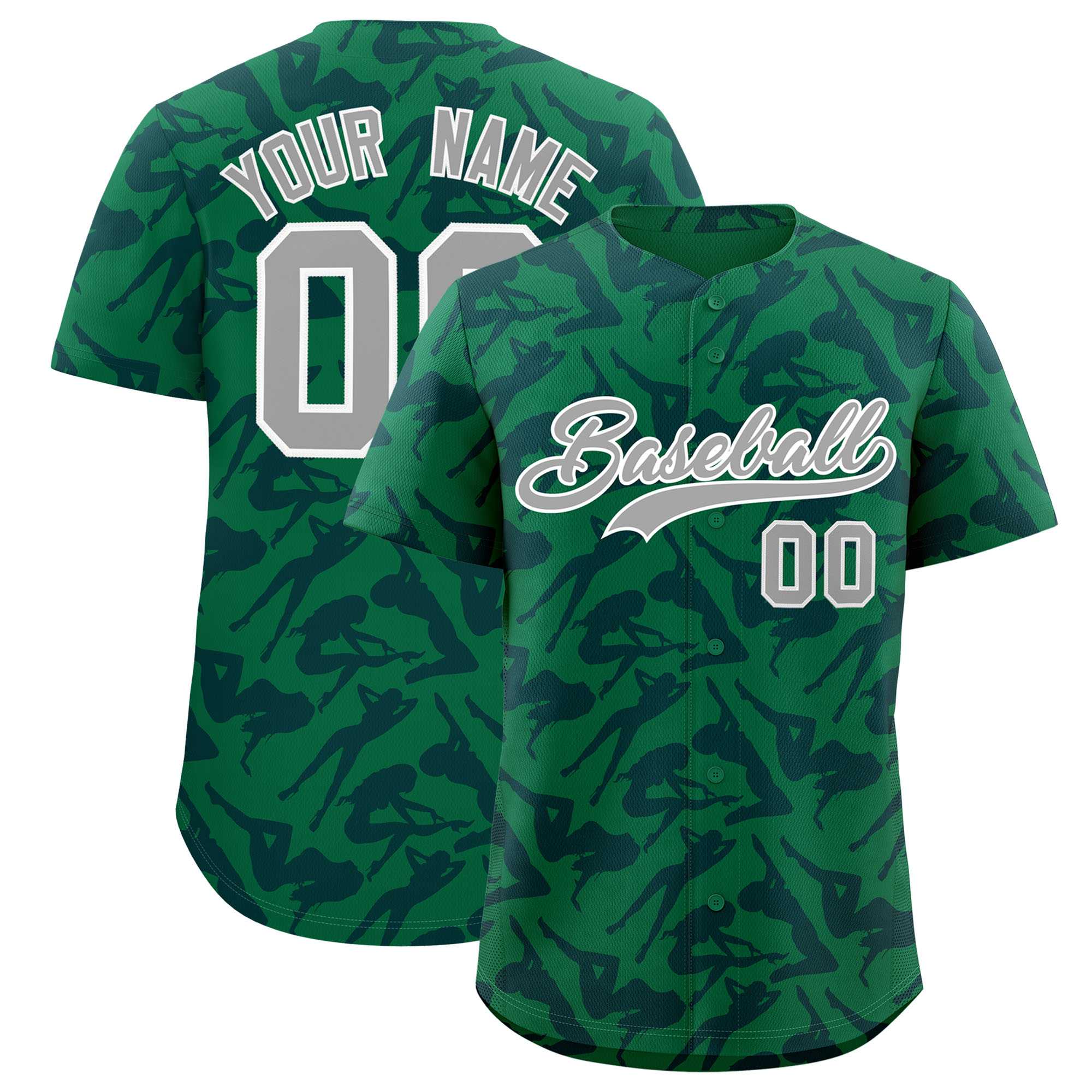 Custom Kelly Green Navy Playboy Graffiti Pattern Authentic Baseball Jersey