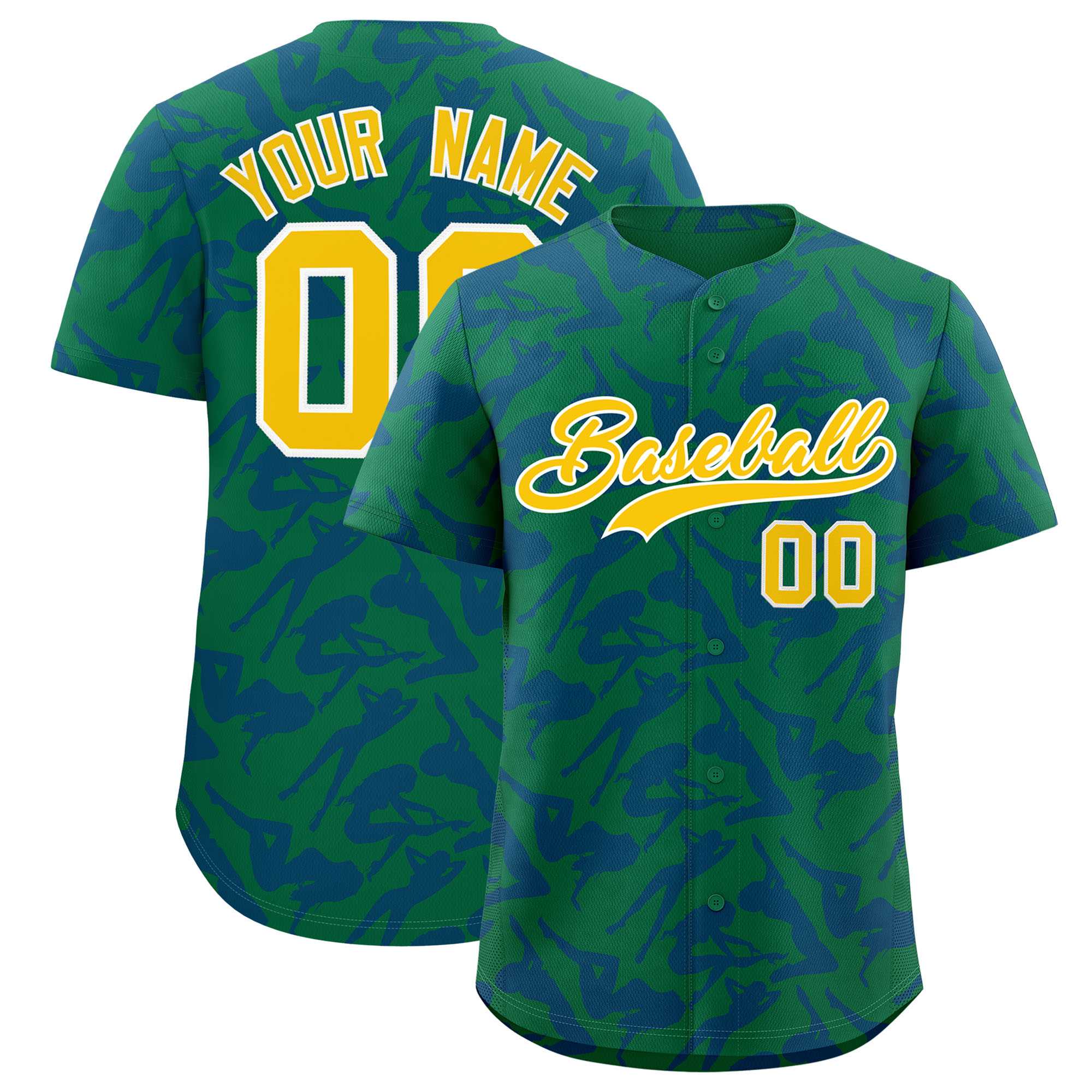 Custom Kelly Green Royal Playboy Graffiti Pattern Authentic Baseball Jersey