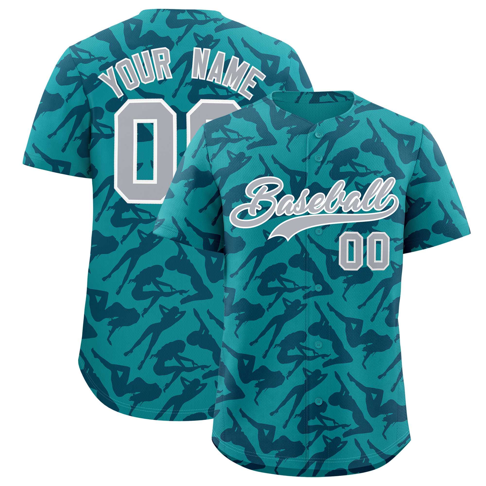 Custom Aqua Navy Playboy Graffiti Pattern Authentic Baseball Jersey