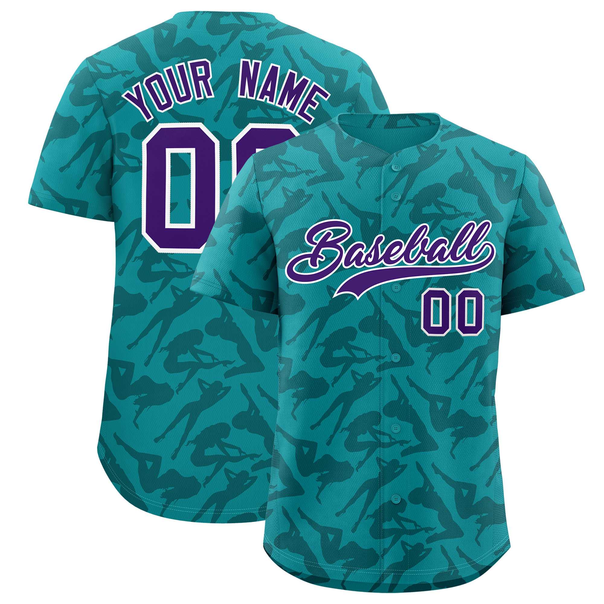 Custom Aqua Midnight Green Playboy Graffiti Pattern Authentic Baseball Jersey