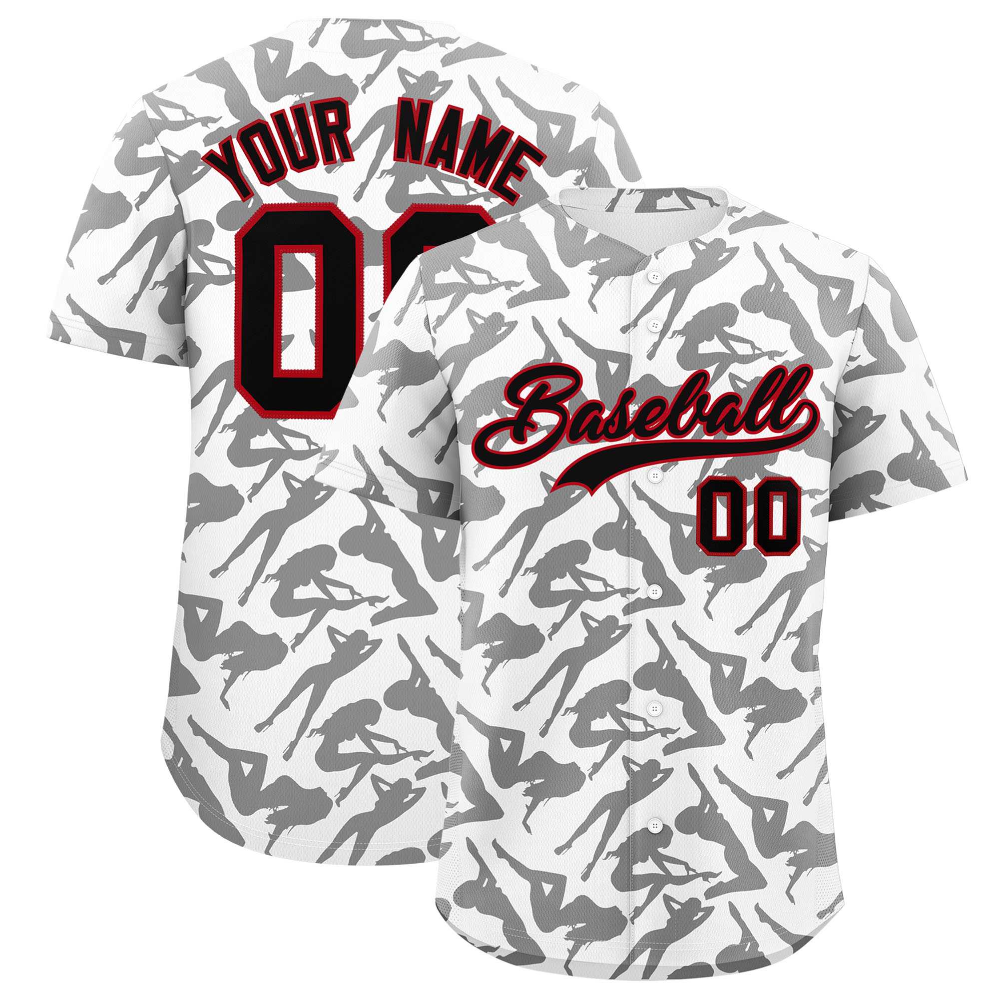 Custom White Black Playboy Graffiti Pattern Authentic Baseball Jersey