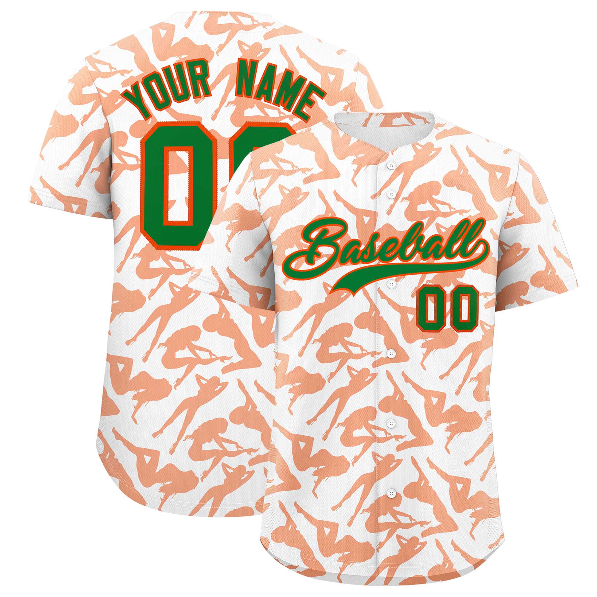 Custom White Orange Playboy Graffiti Pattern Authentic Baseball Jersey