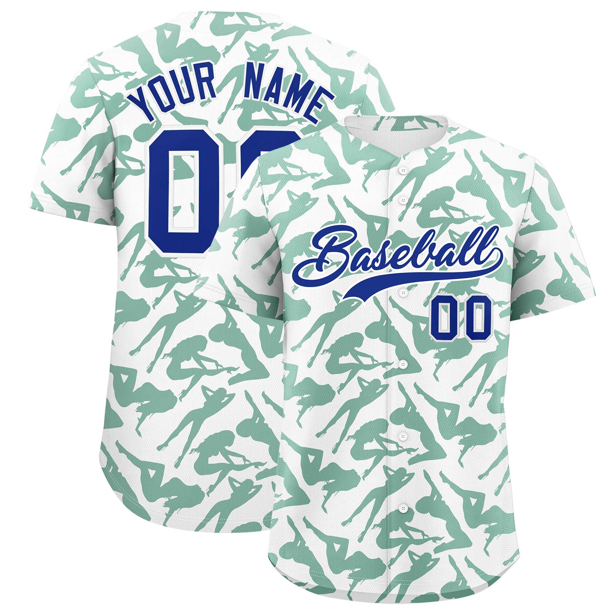 Custom White Kelly Green Playboy Graffiti Pattern Authentic Baseball Jersey