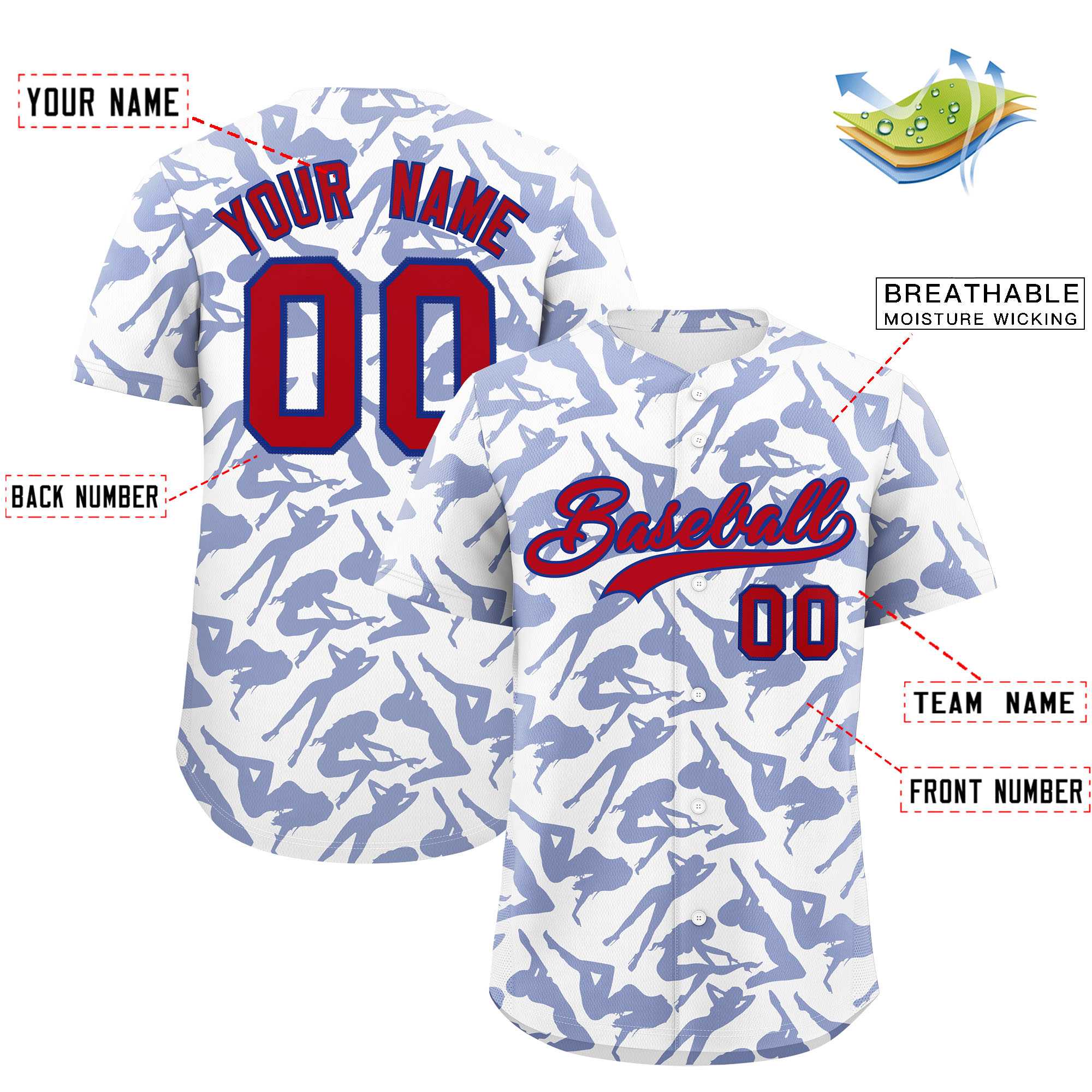 Custom White Royal Playboy Graffiti Pattern Authentic Baseball Jersey