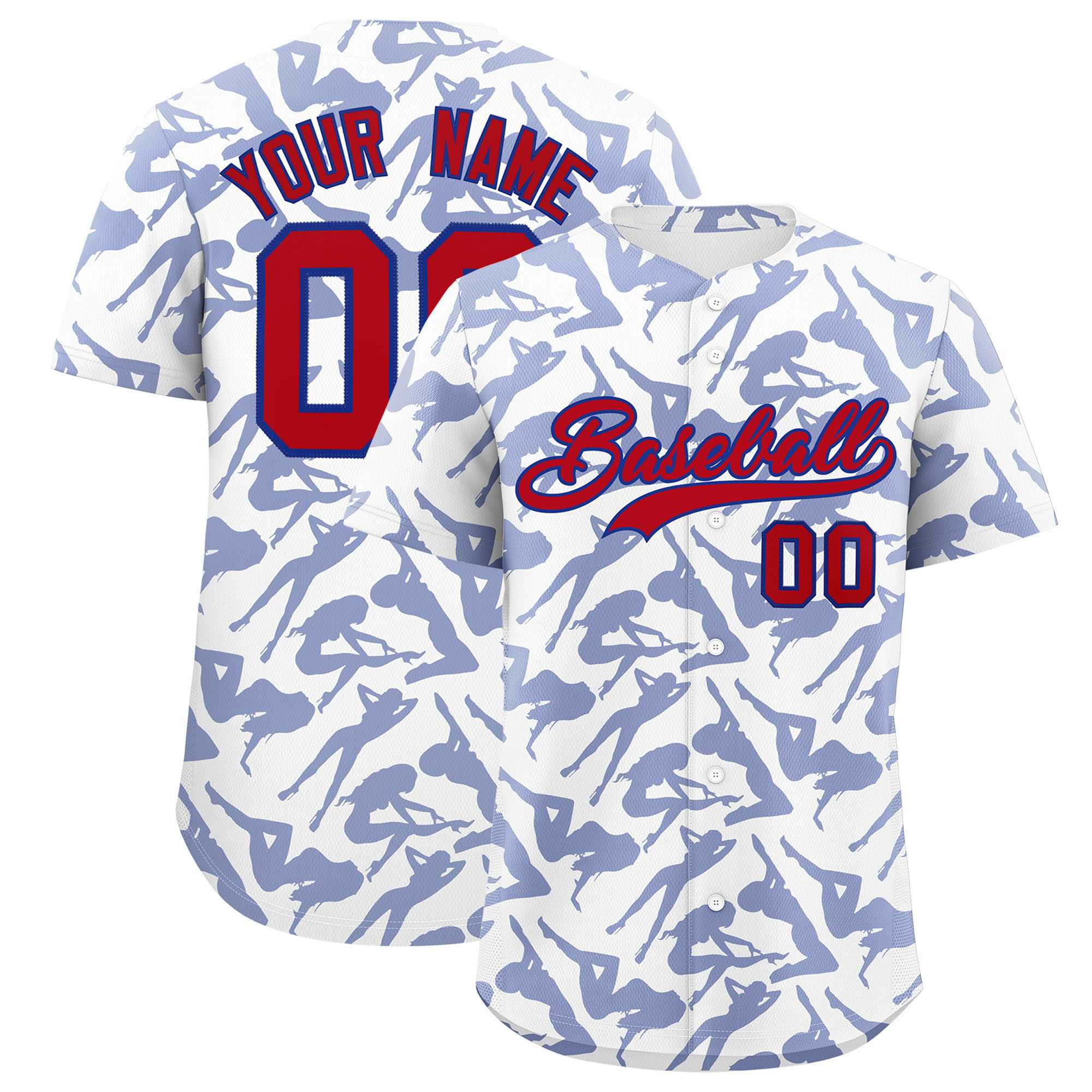 Custom White Royal Playboy Graffiti Pattern Authentic Baseball Jersey