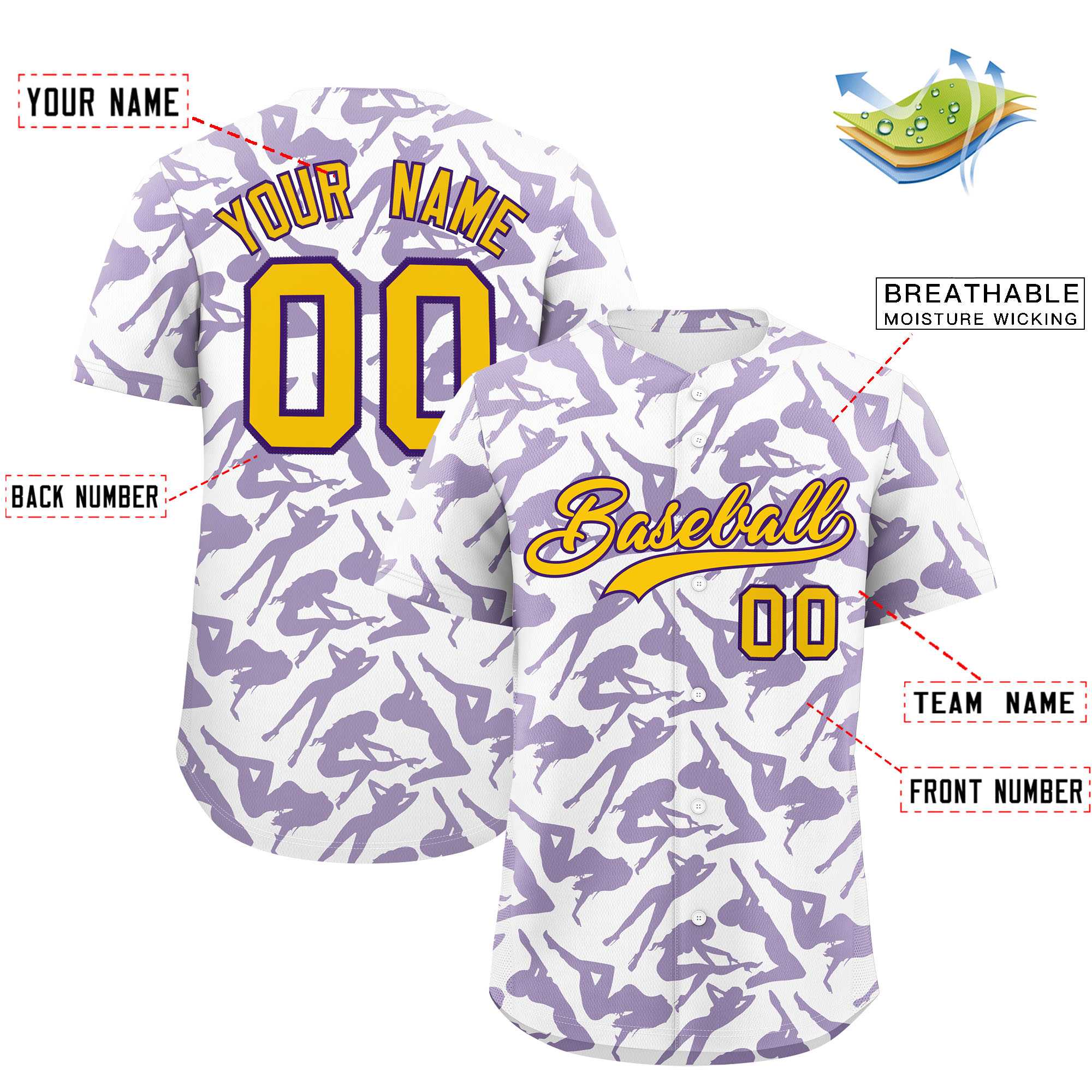 Custom White Purple Playboy Graffiti Pattern Authentic Baseball Jersey