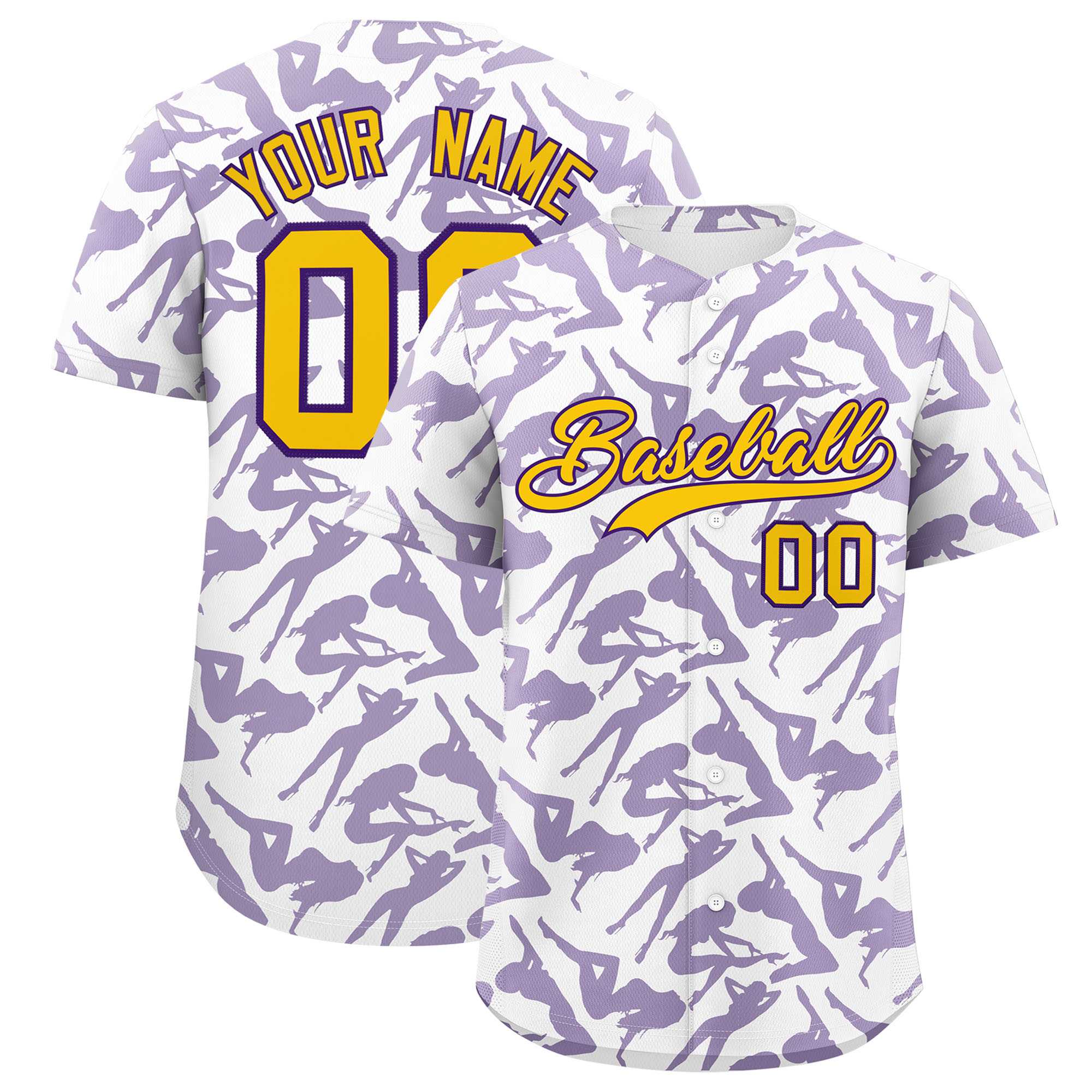 Custom White Purple Playboy Graffiti Pattern Authentic Baseball Jersey