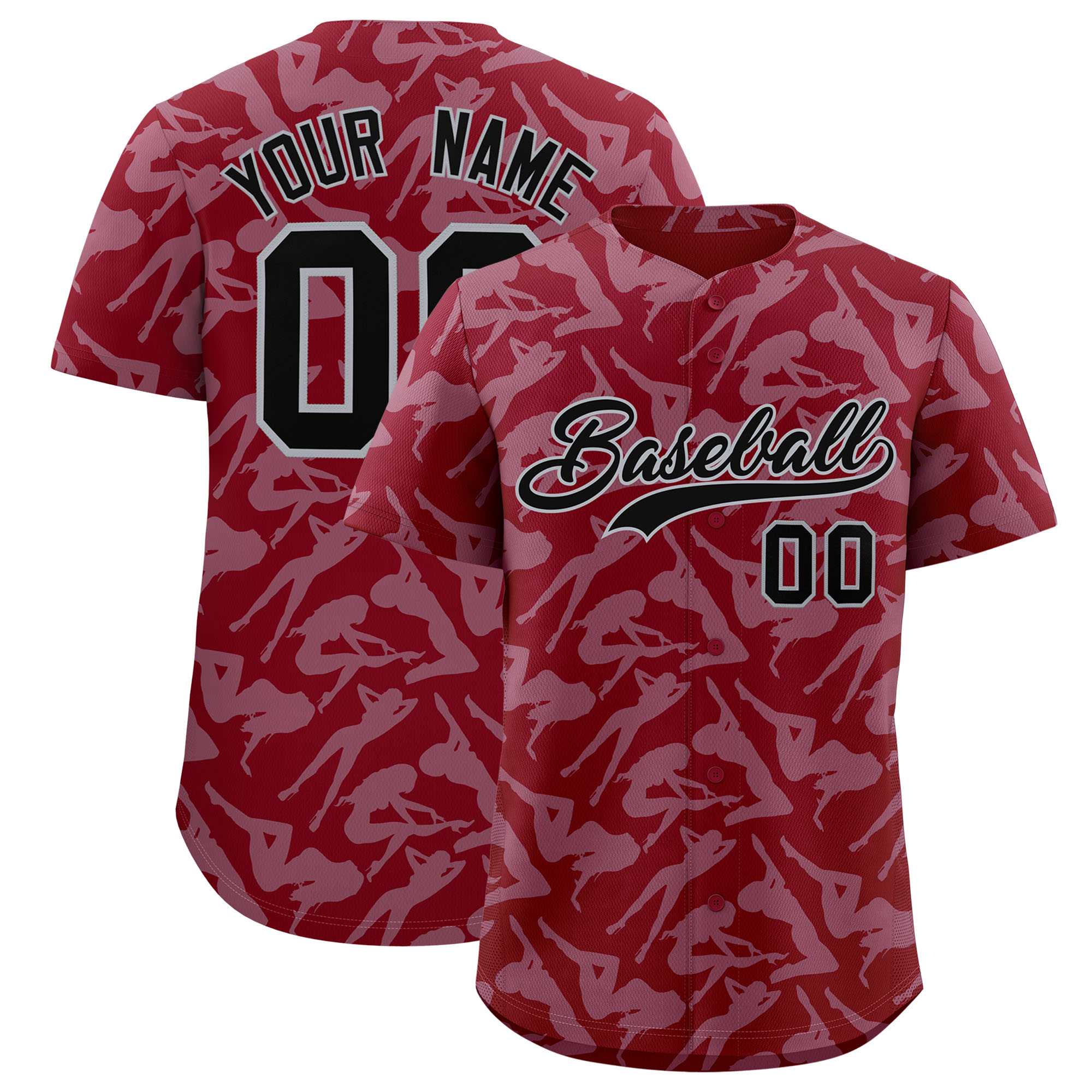 Custom Crimson Gray Playboy Graffiti Pattern Authentic Baseball Jersey