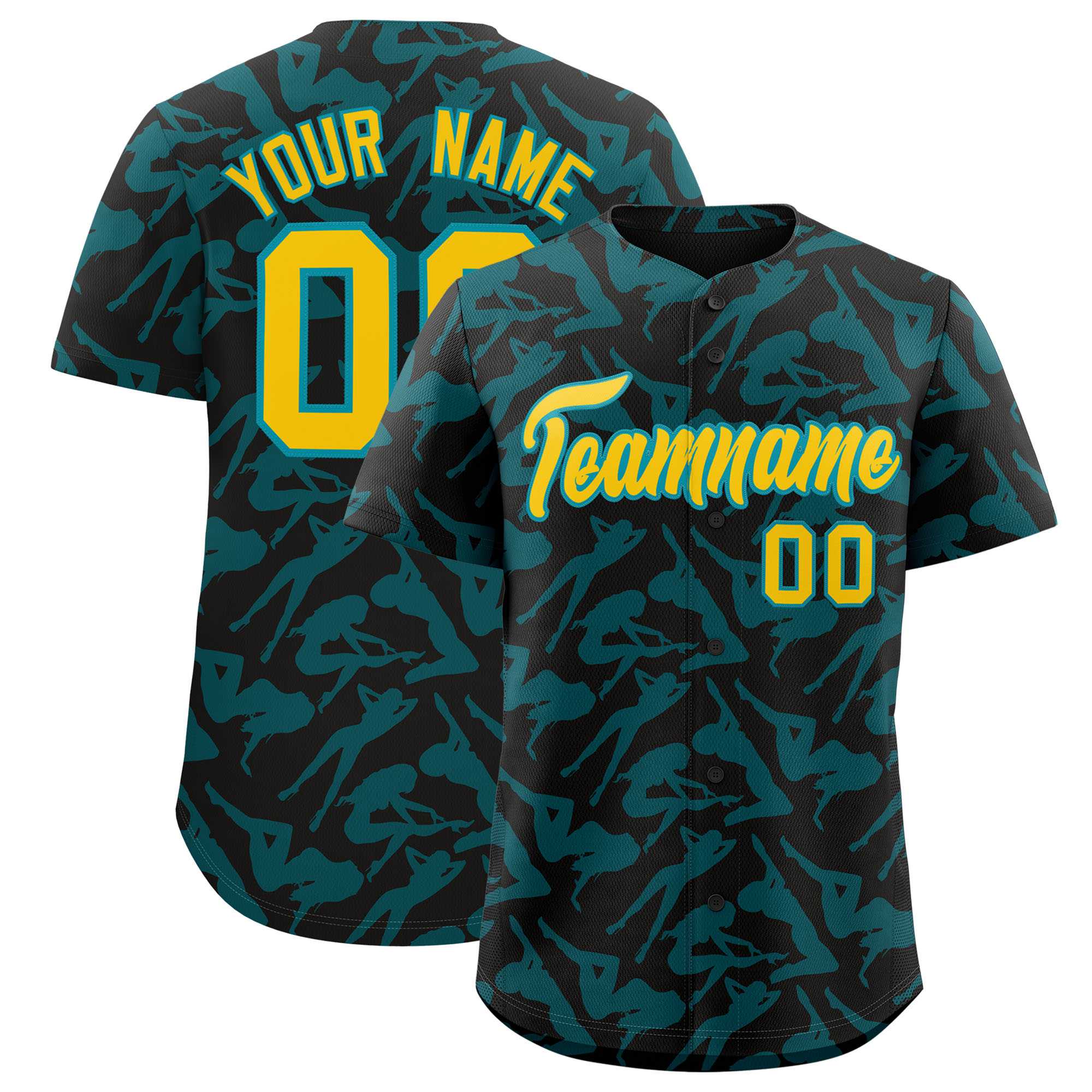 Custom Black Aqua Playboy Graffiti Pattern Authentic Baseball Jersey