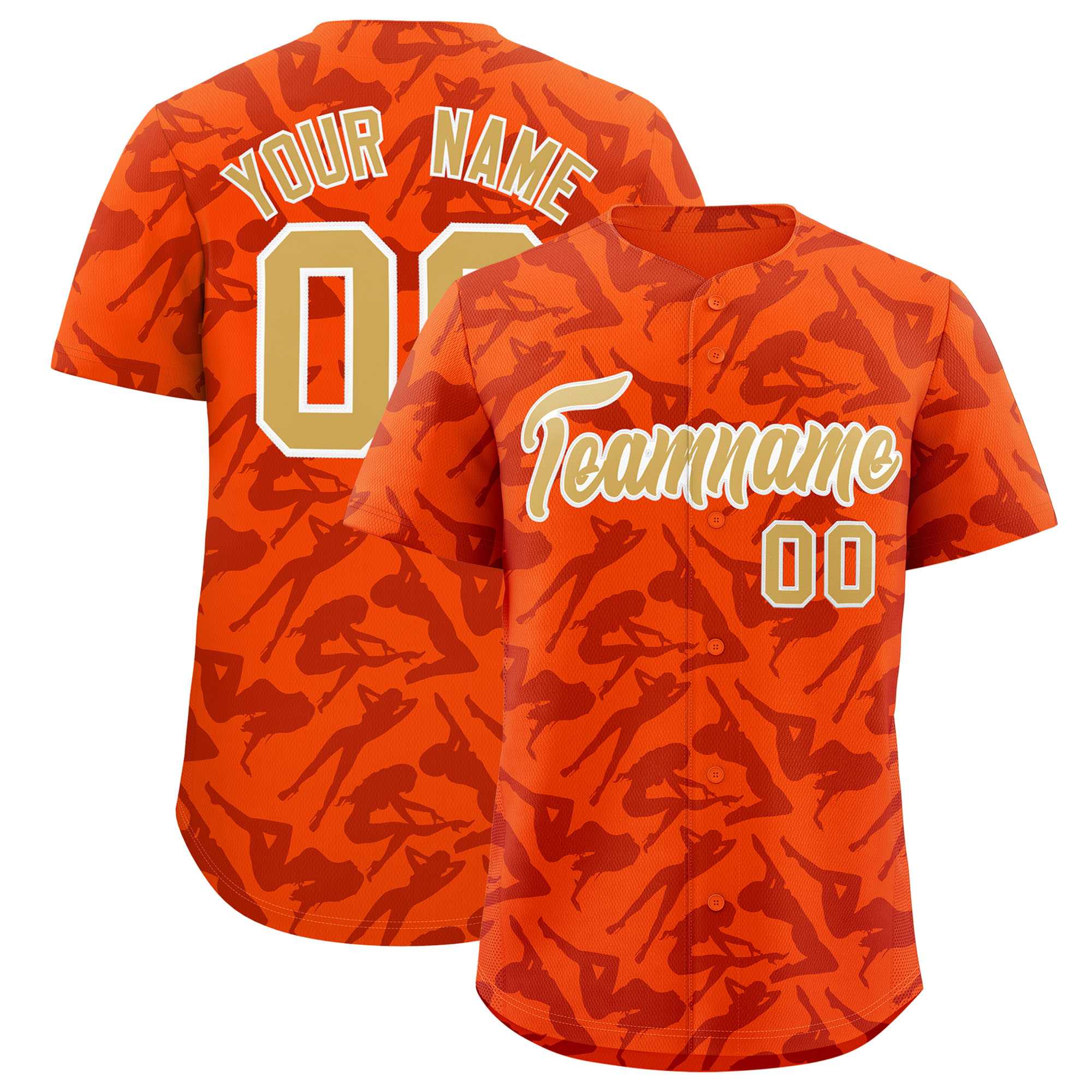 Custom Orange Crimson Playboy Graffiti Pattern Authentic Baseball Jersey