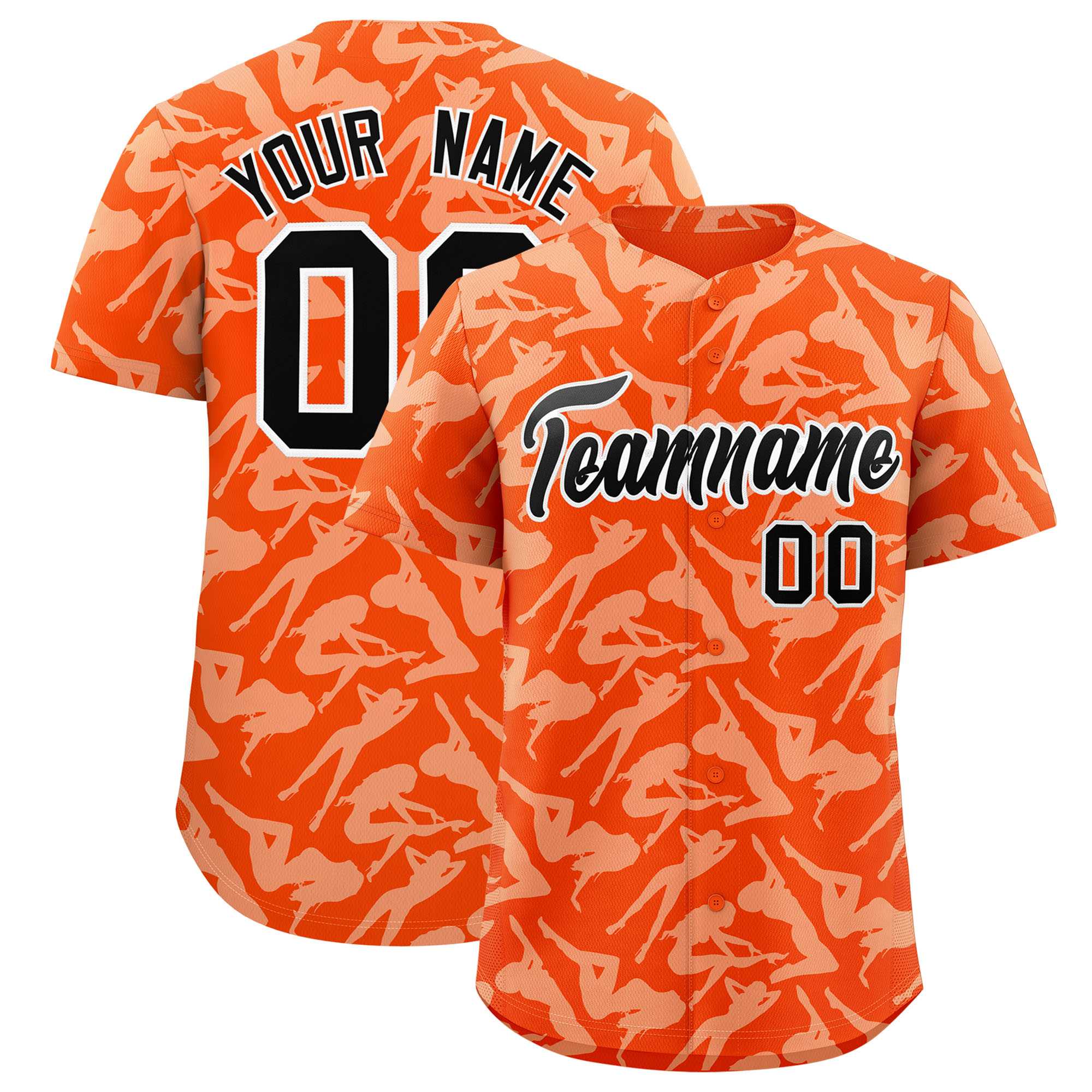 Custom Orange White Playboy Graffiti Pattern Authentic Baseball Jersey