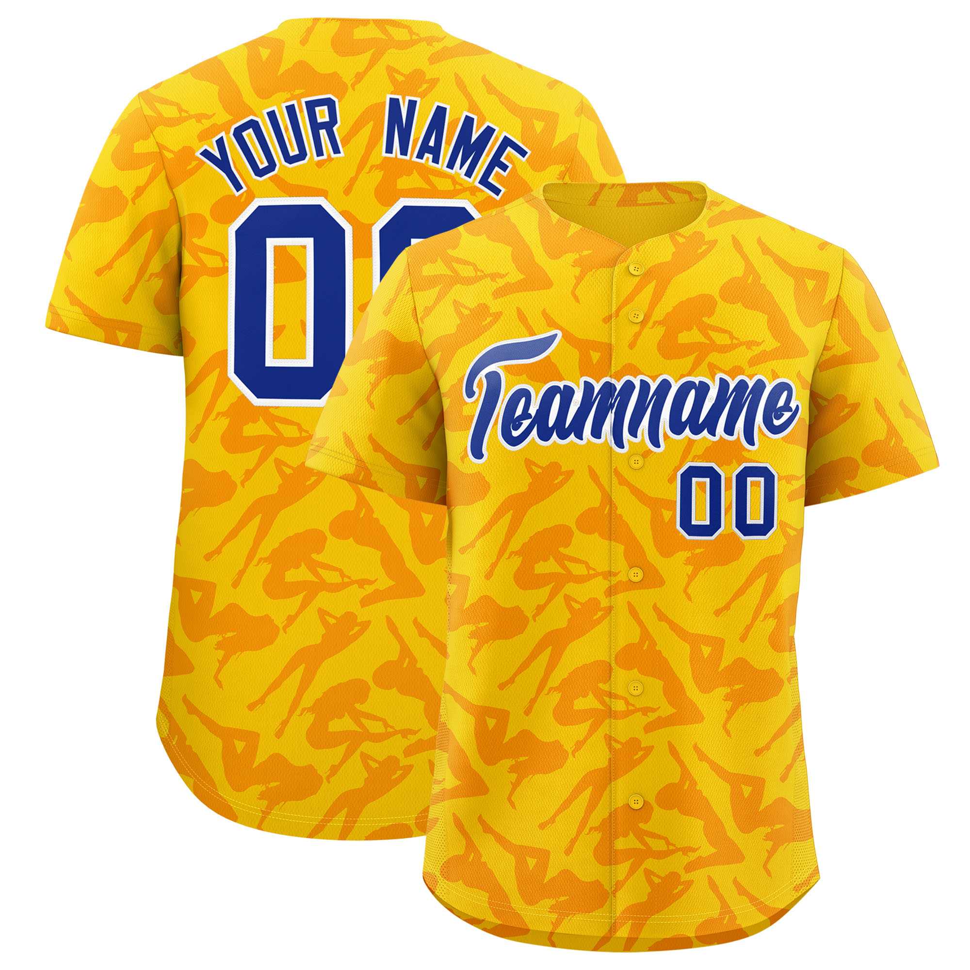 Custom Gold Orange Playboy Graffiti Pattern Authentic Baseball Jersey