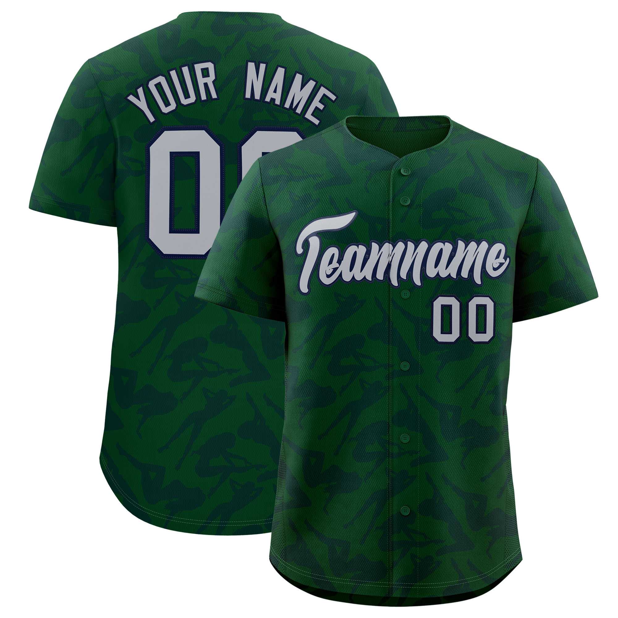 Custom Green Navy Playboy Graffiti Pattern Authentic Baseball Jersey