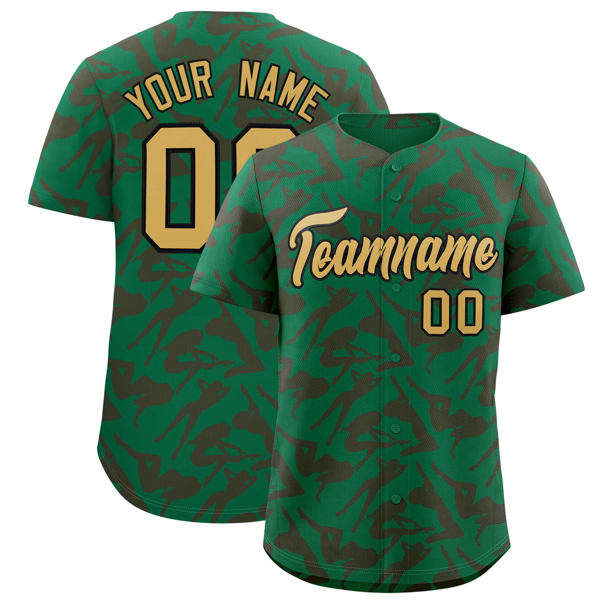 Custom Kelly Green Crimson Playboy Graffiti Pattern Authentic Baseball Jersey