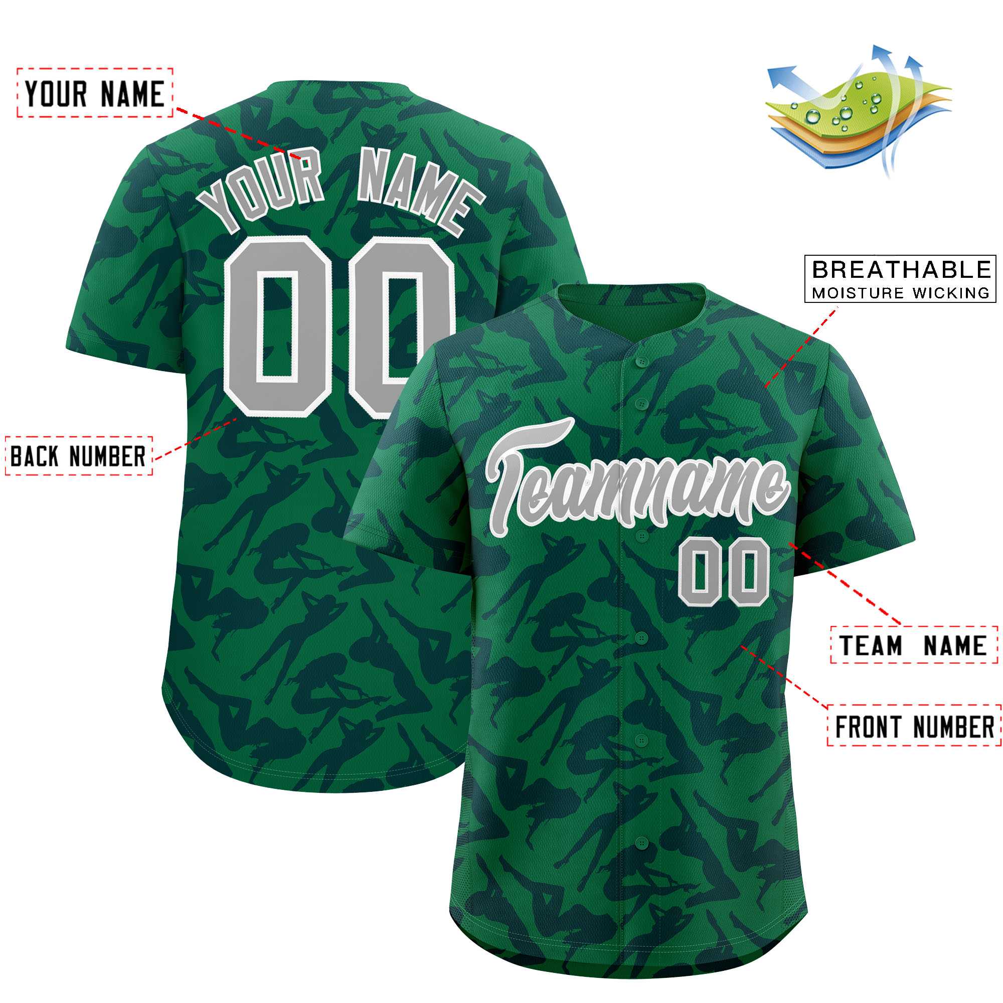 Custom Kelly Green Navy Playboy Graffiti Pattern Authentic Baseball Jersey