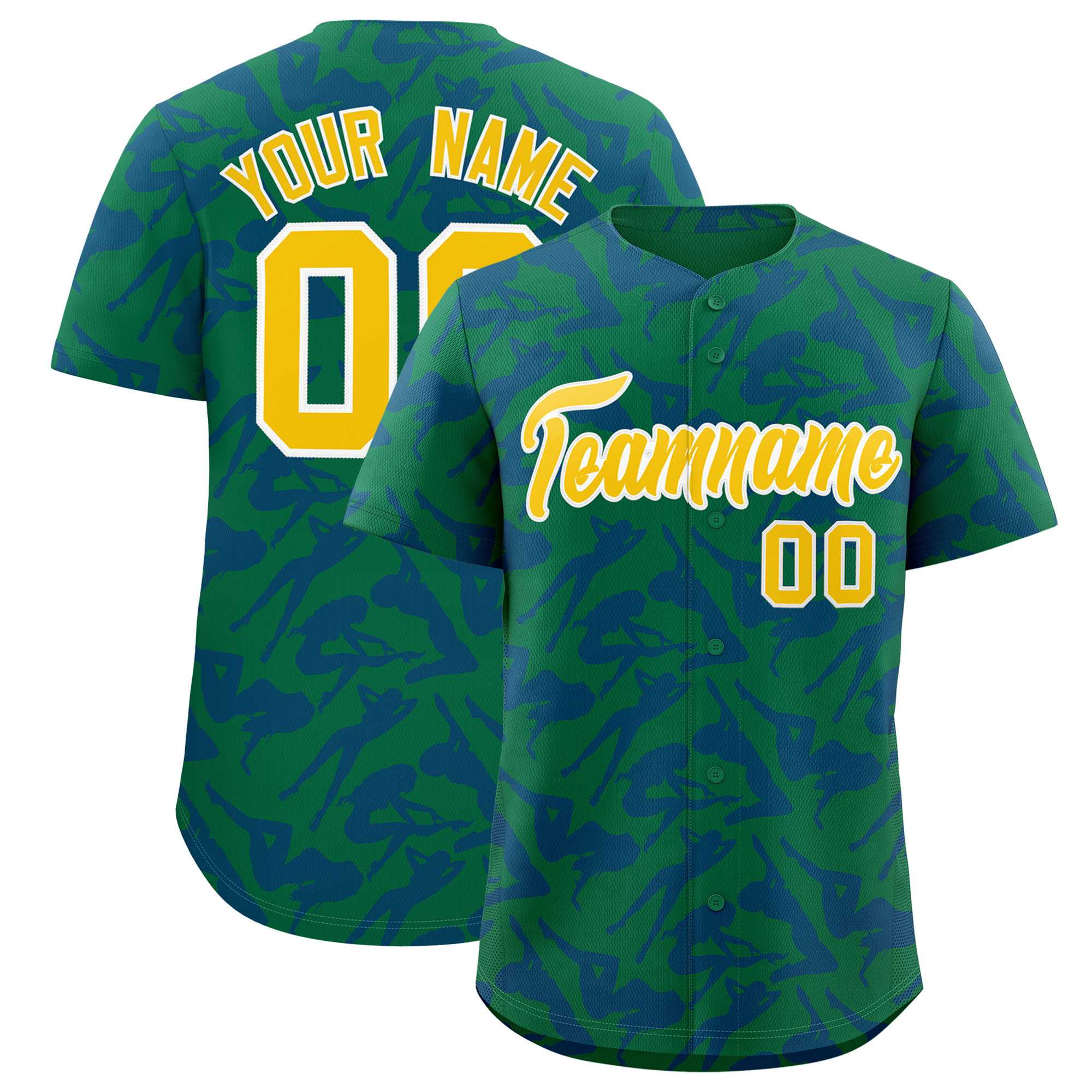 Custom Kelly Green Royal Playboy Graffiti Pattern Authentic Baseball Jersey