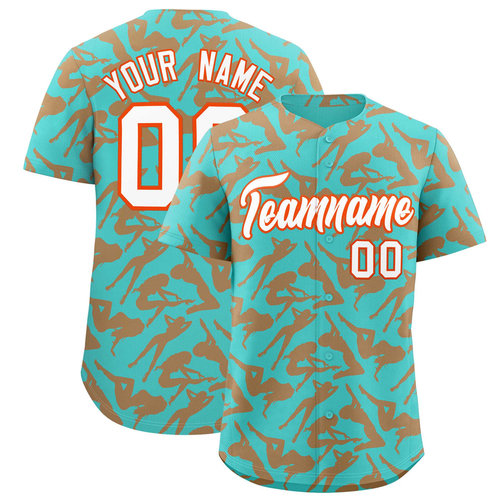 Custom Bright Green Orange Playboy Graffiti Pattern Authentic Baseball Jersey