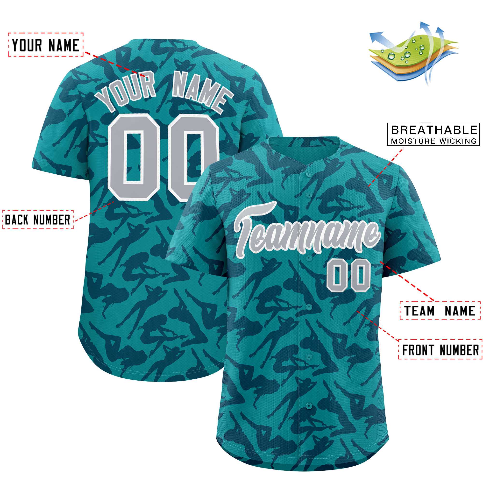 Custom Aqua Navy Playboy Graffiti Pattern Authentic Baseball Jersey