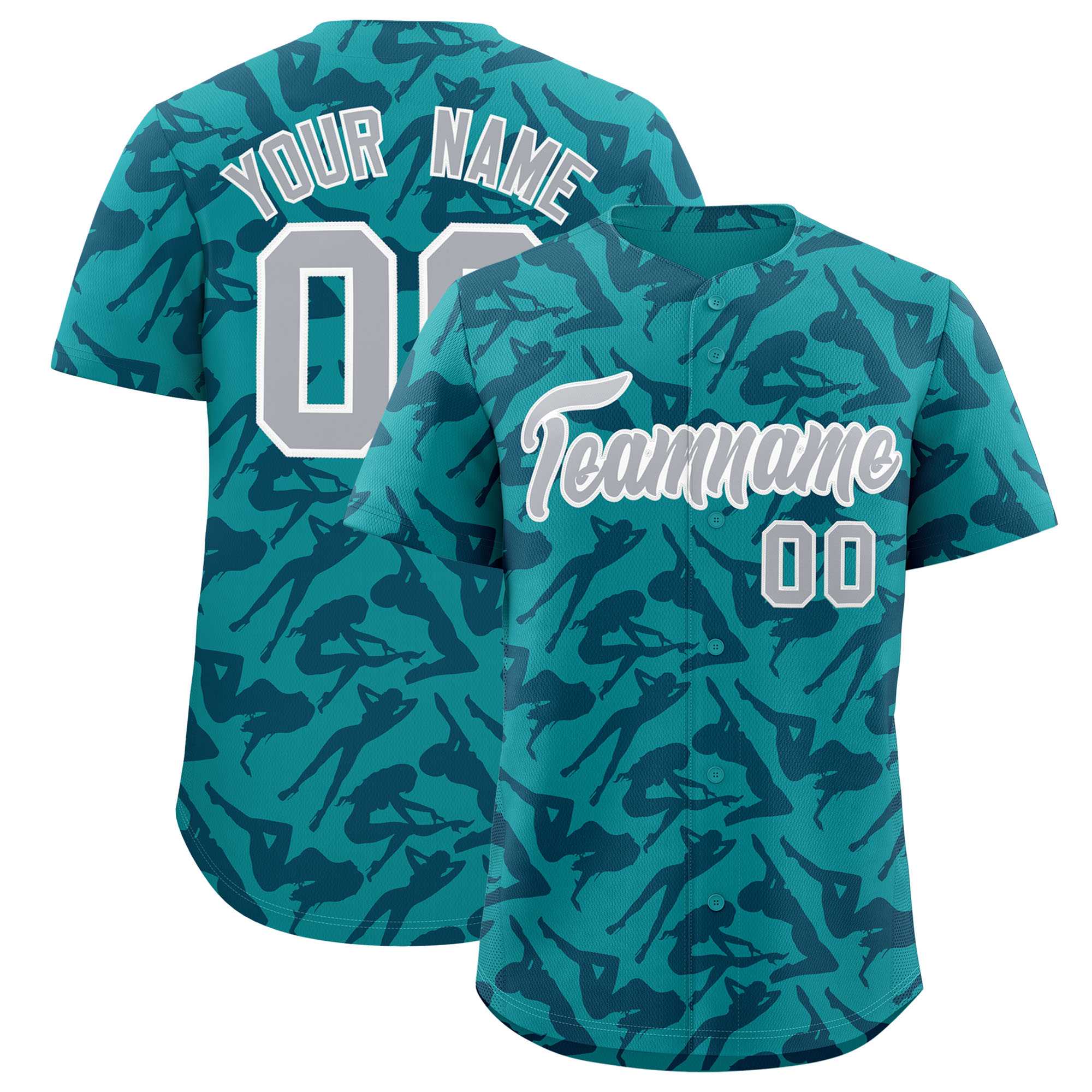 Custom Aqua Navy Playboy Graffiti Pattern Authentic Baseball Jersey