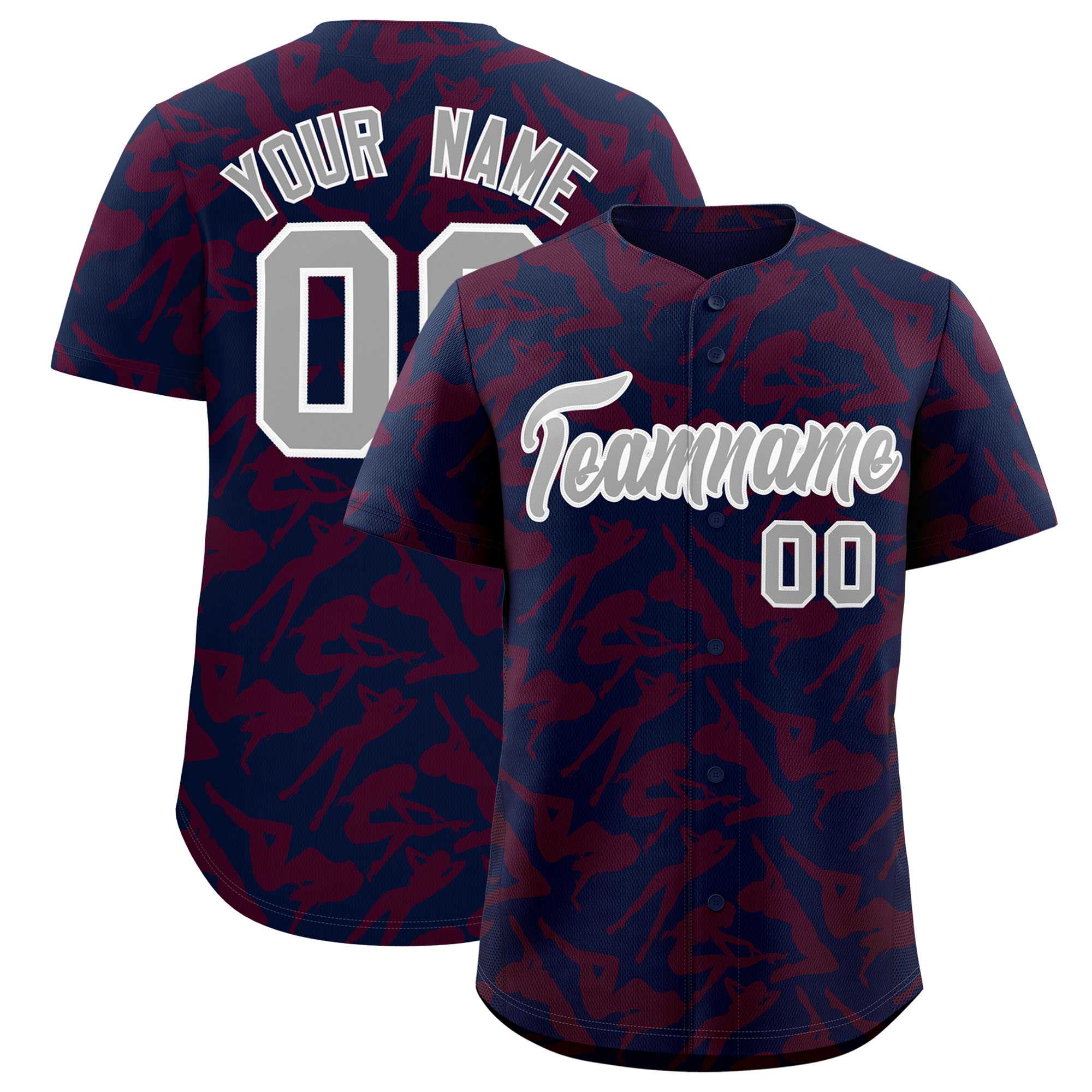 Custom Navy Crimson Playboy Graffiti Pattern Authentic Baseball Jersey