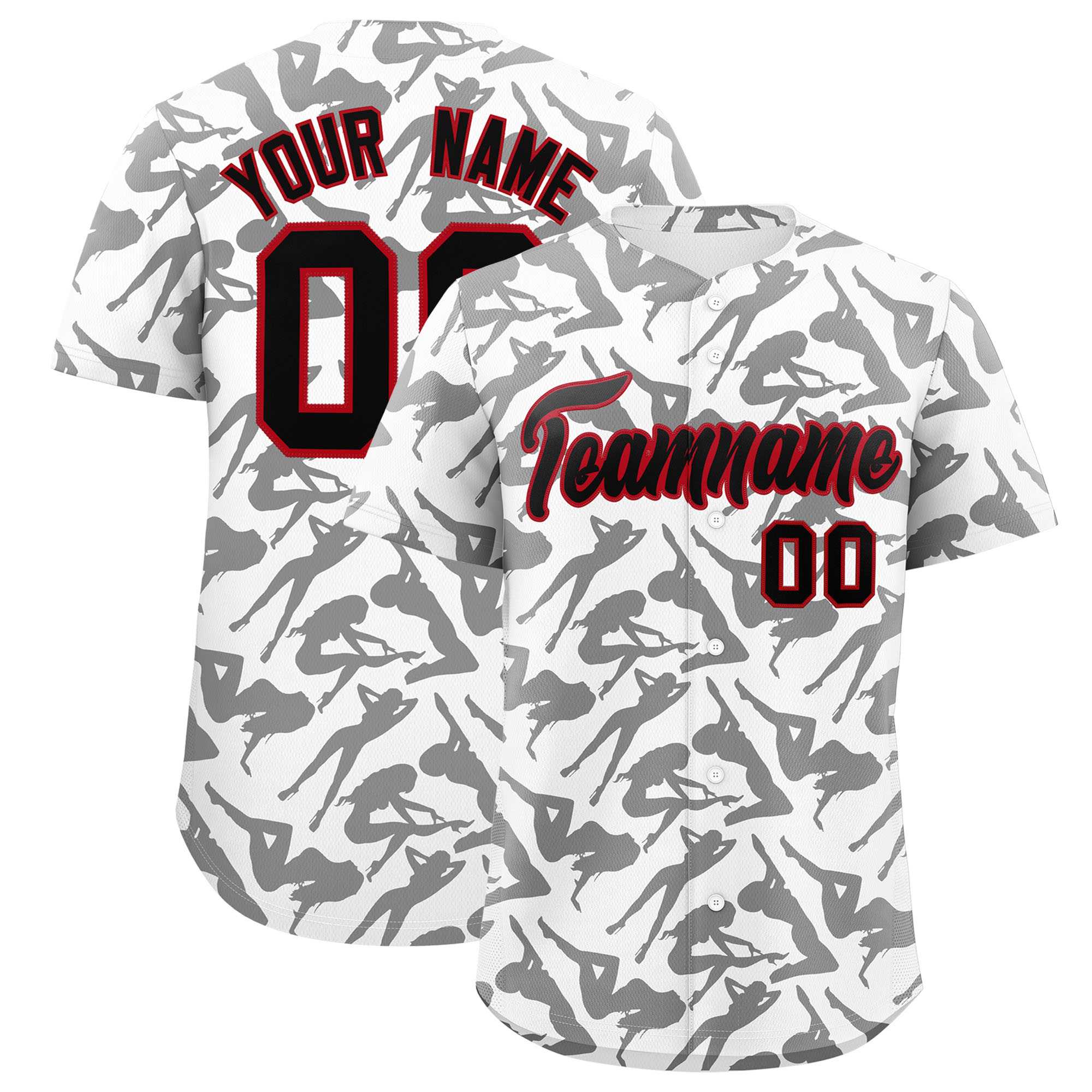 Custom White Black Playboy Graffiti Pattern Authentic Baseball Jersey