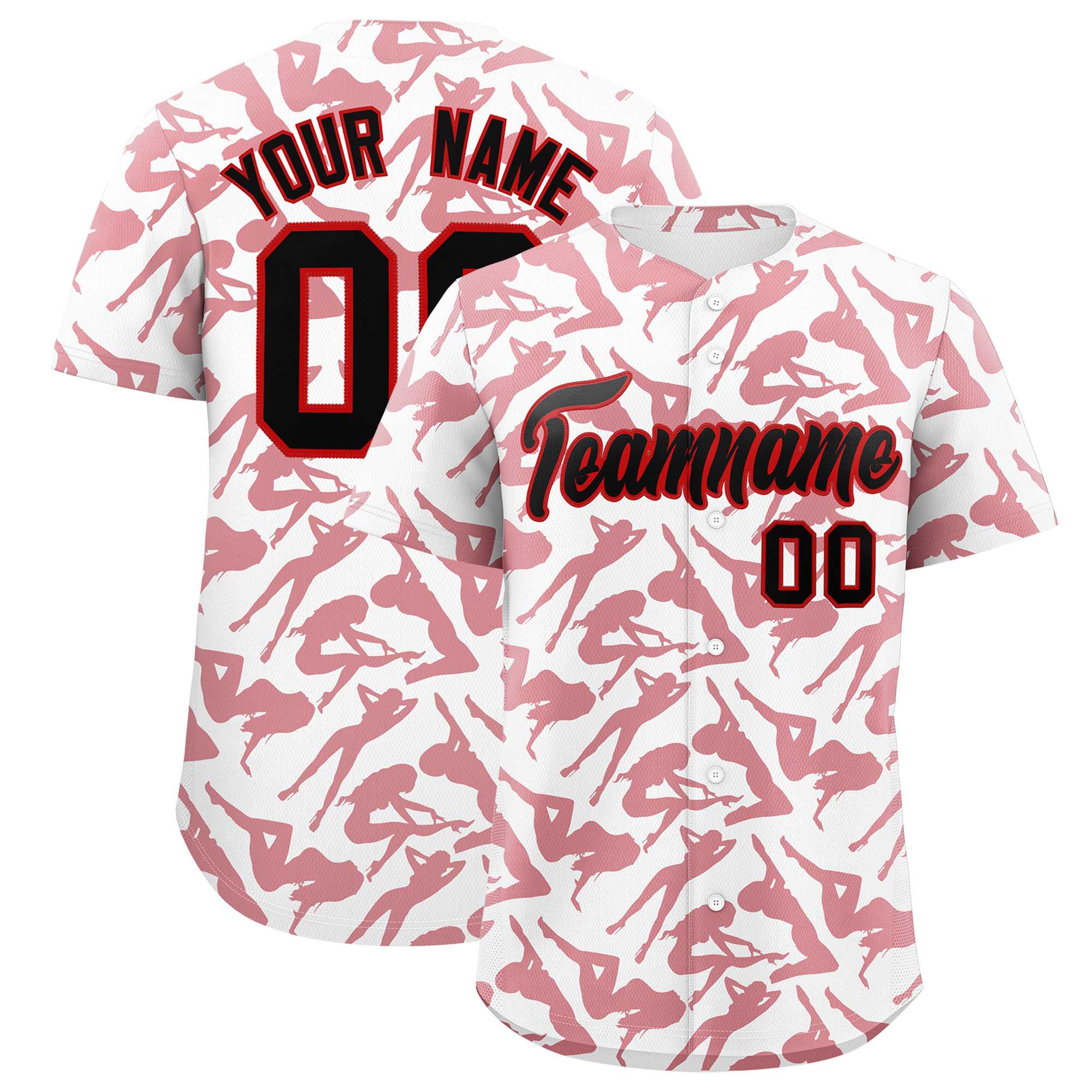 Custom White Red Playboy Graffiti Pattern Authentic Baseball Jersey