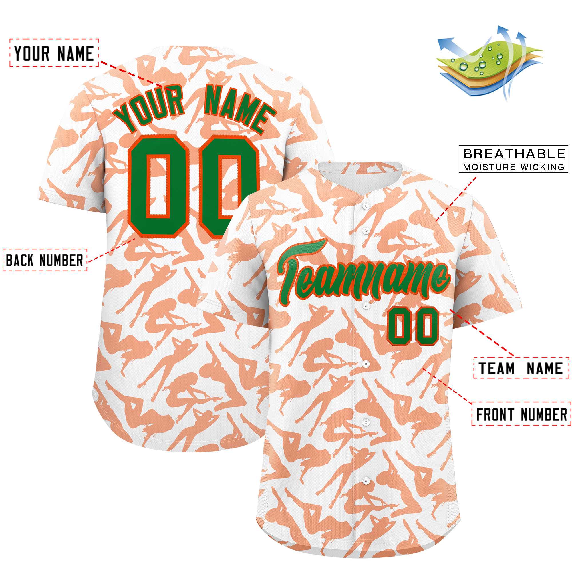 Custom White Orange Playboy Graffiti Pattern Authentic Baseball Jersey