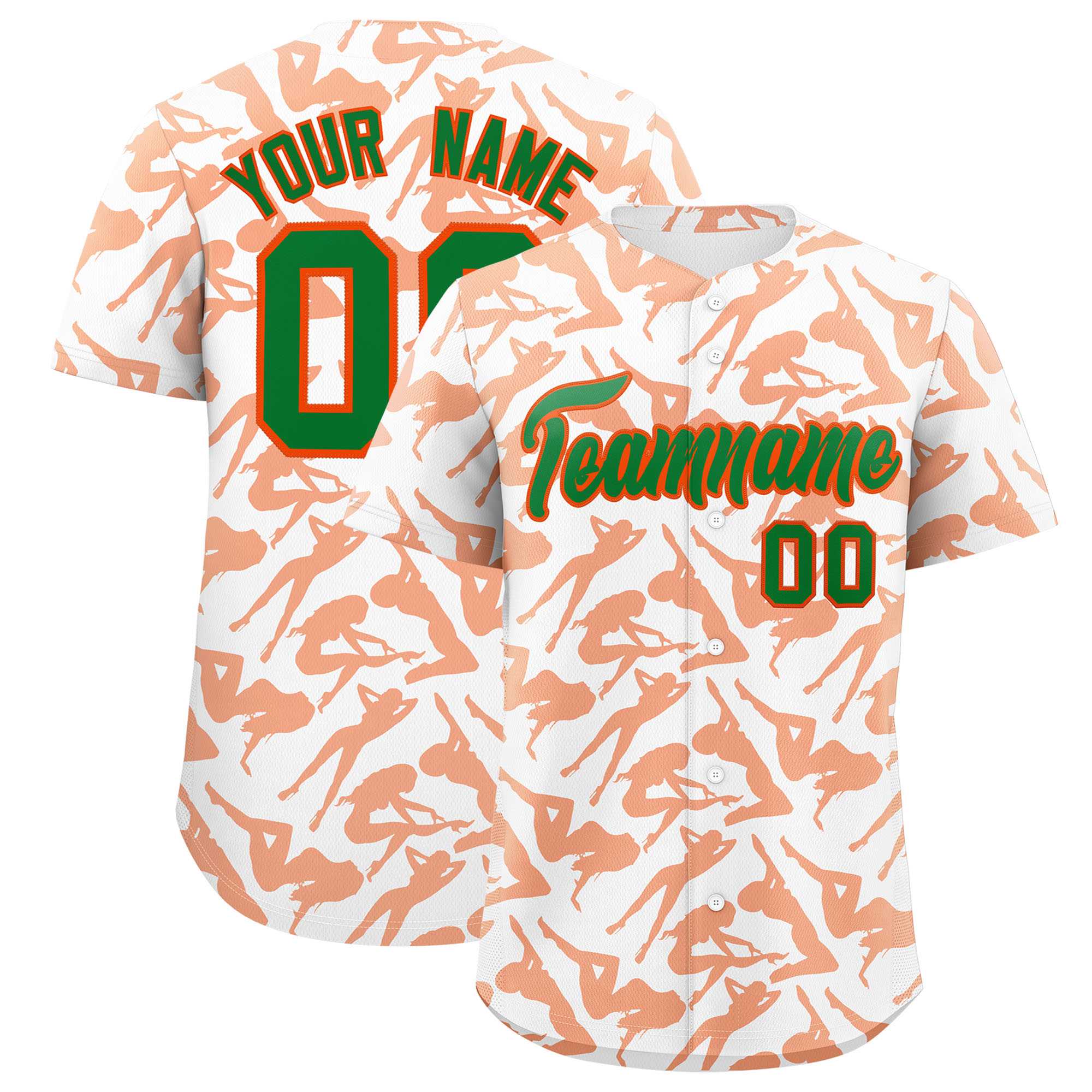 Custom White Orange Playboy Graffiti Pattern Authentic Baseball Jersey