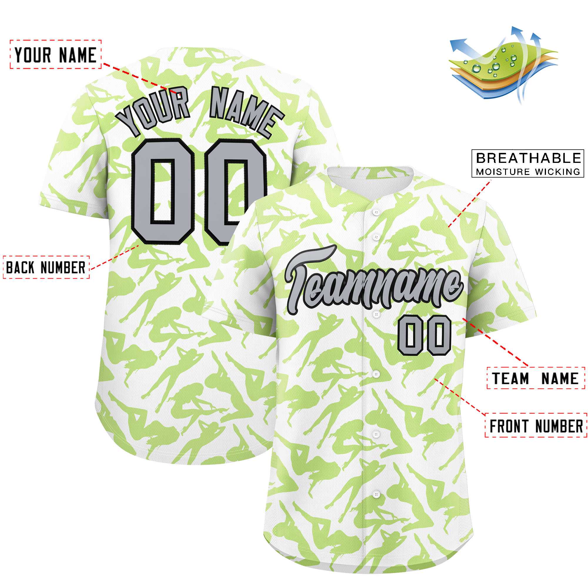 Custom White Neon Green Playboy Graffiti Pattern Authentic Baseball Jersey