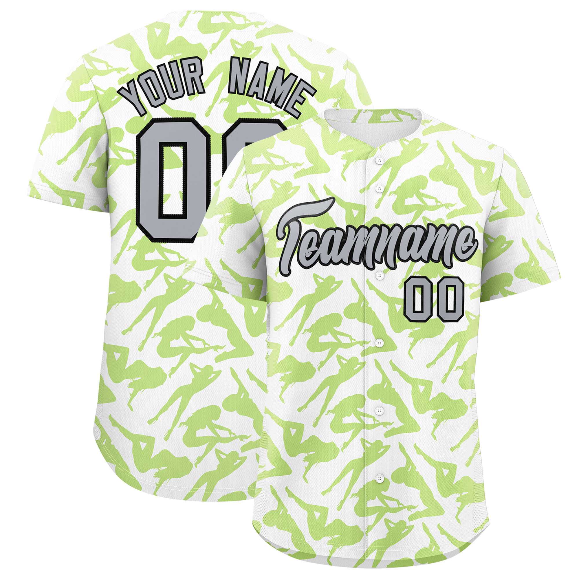 Custom White Neon Green Playboy Graffiti Pattern Authentic Baseball Jersey