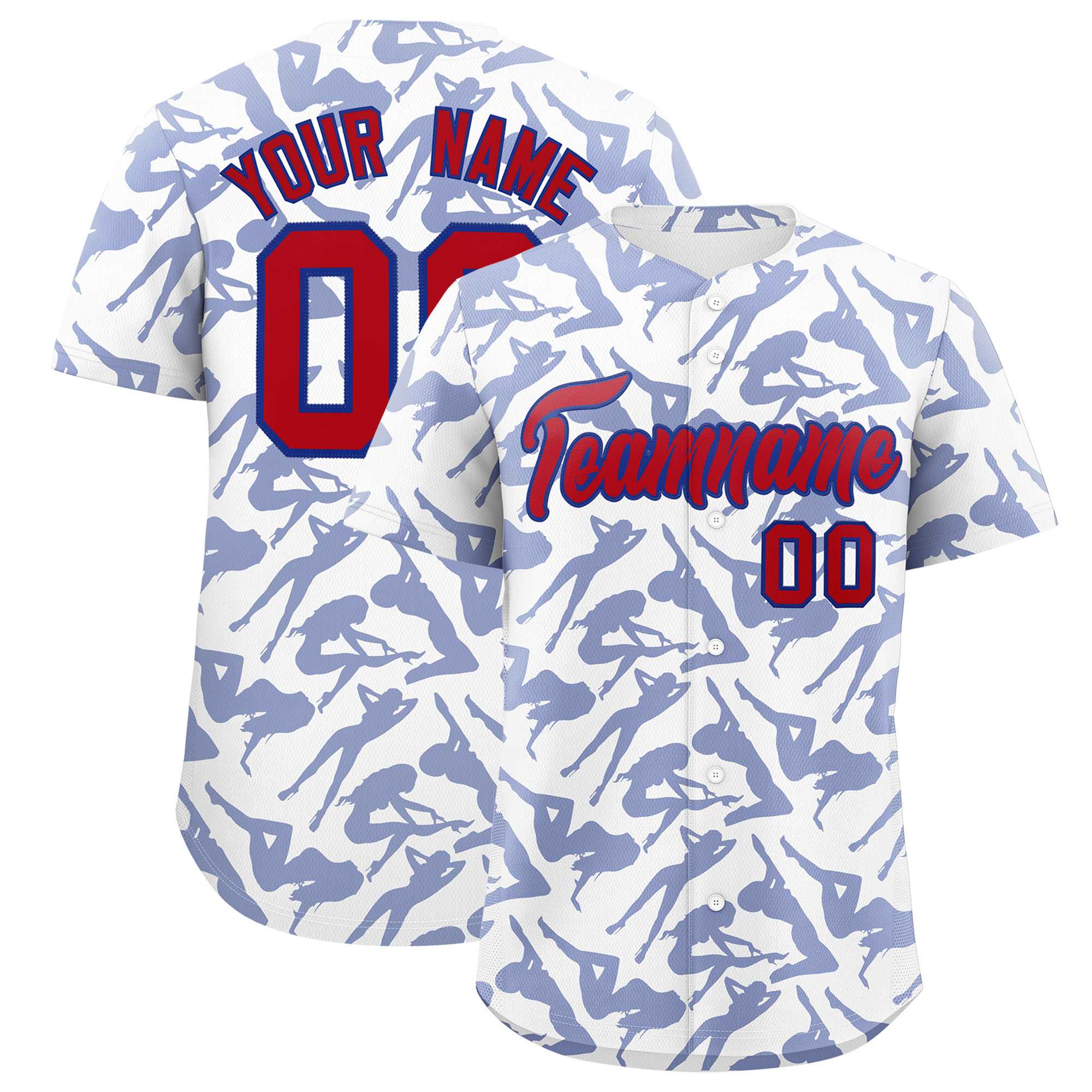 Custom White Royal Playboy Graffiti Pattern Authentic Baseball Jersey