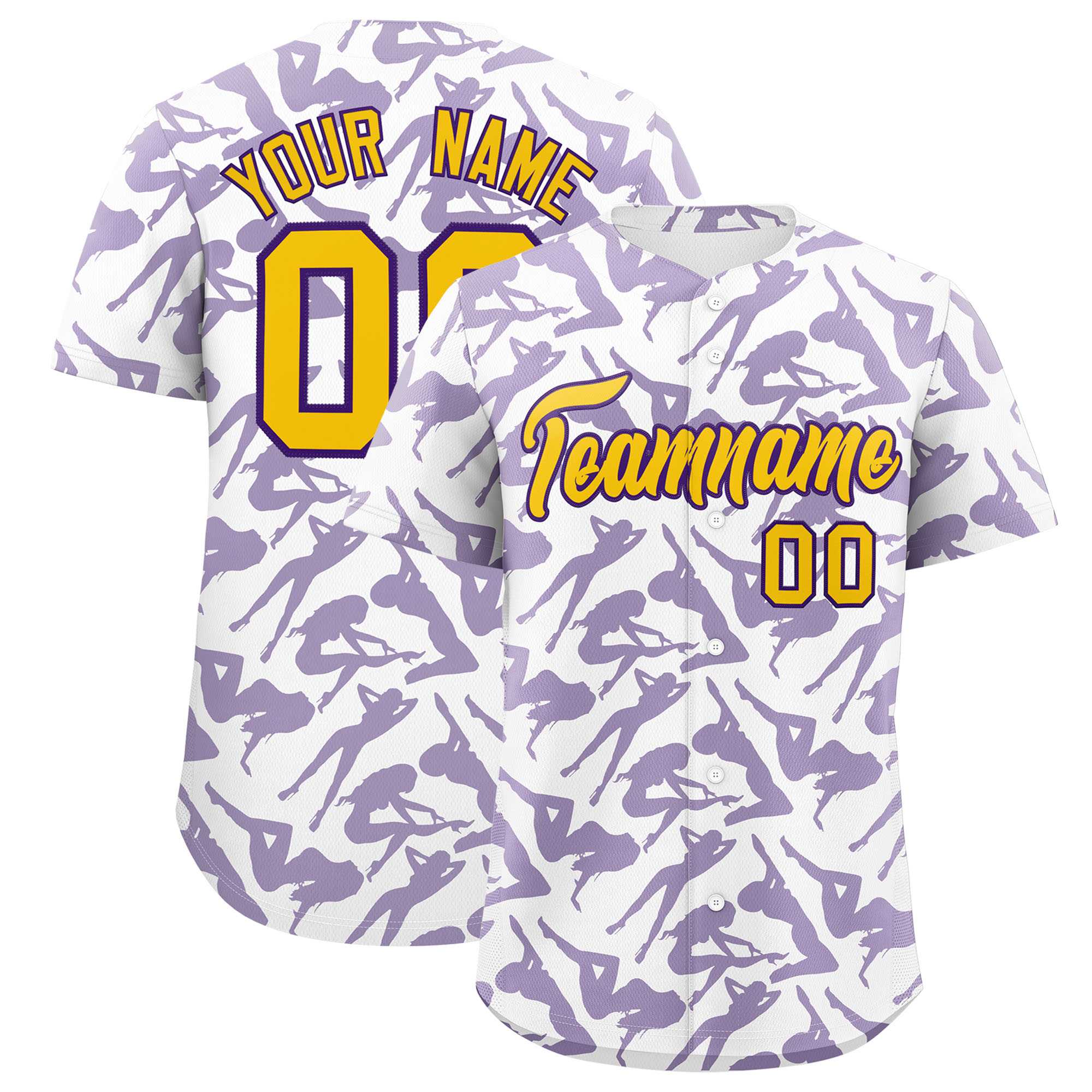 Custom White Purple Playboy Graffiti Pattern Authentic Baseball Jersey