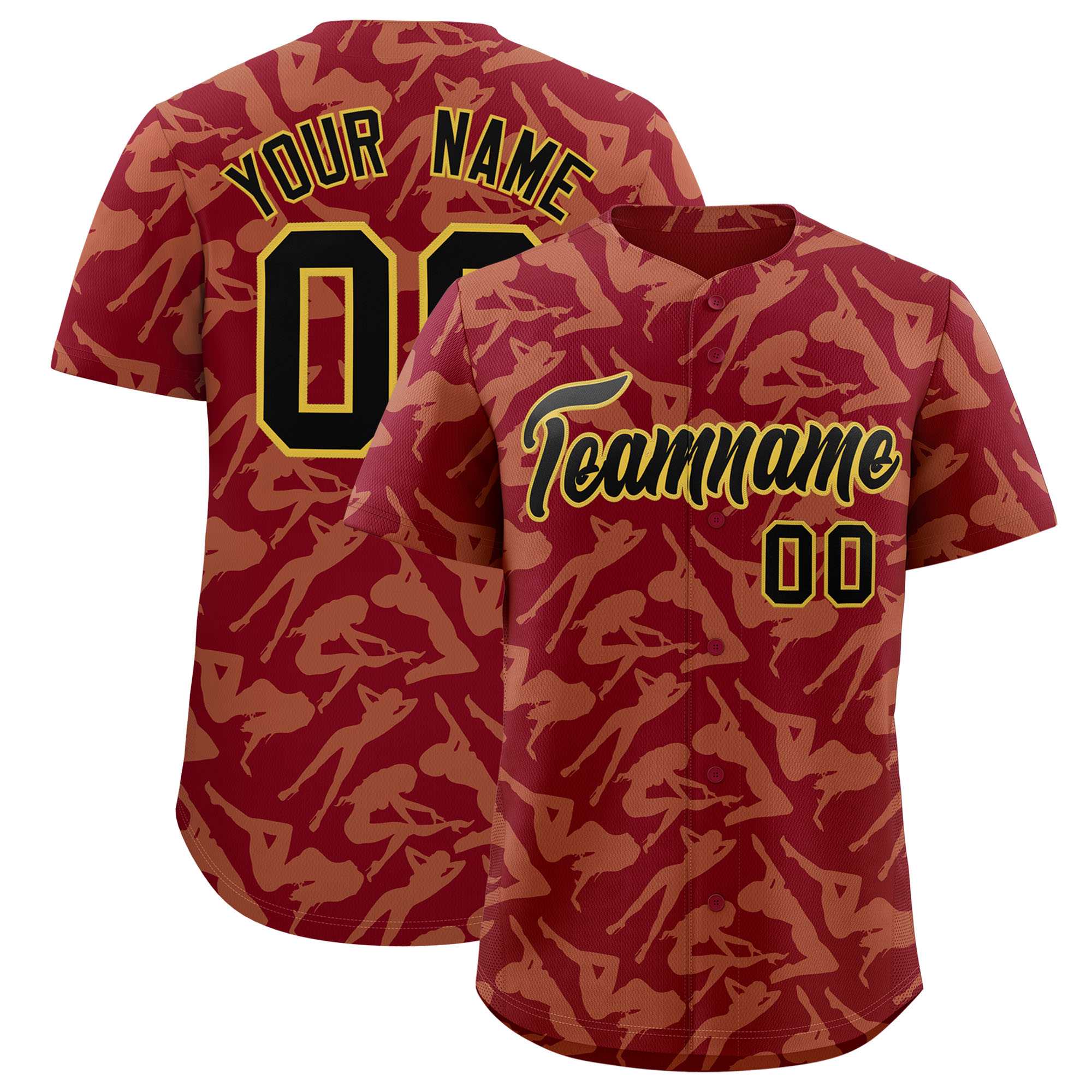 Custom Crimson Khaki Playboy Graffiti Pattern Authentic Baseball Jersey