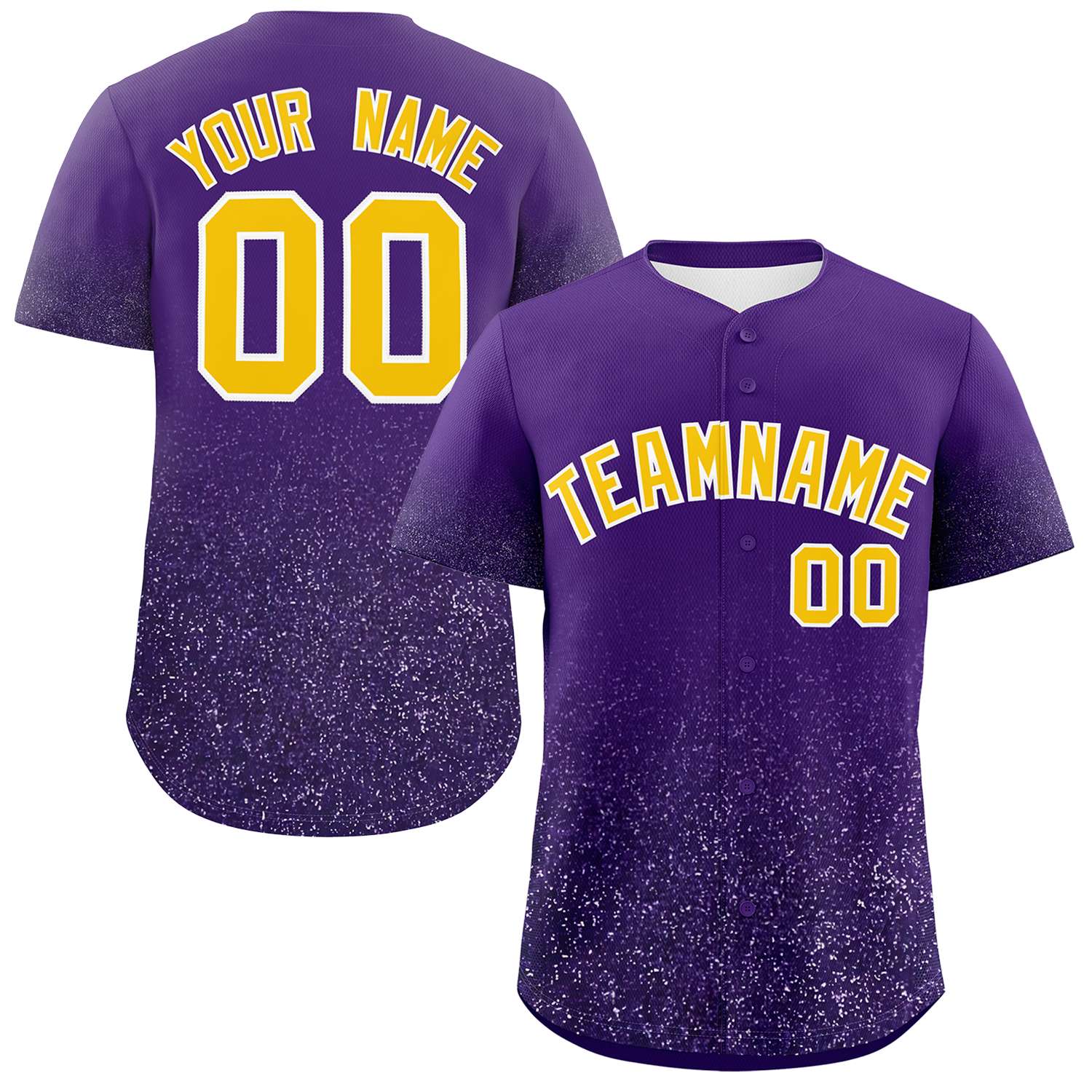 Custom Purple Gold Sequins Pattern Gradient Fashion Authentic Baseball Jersey