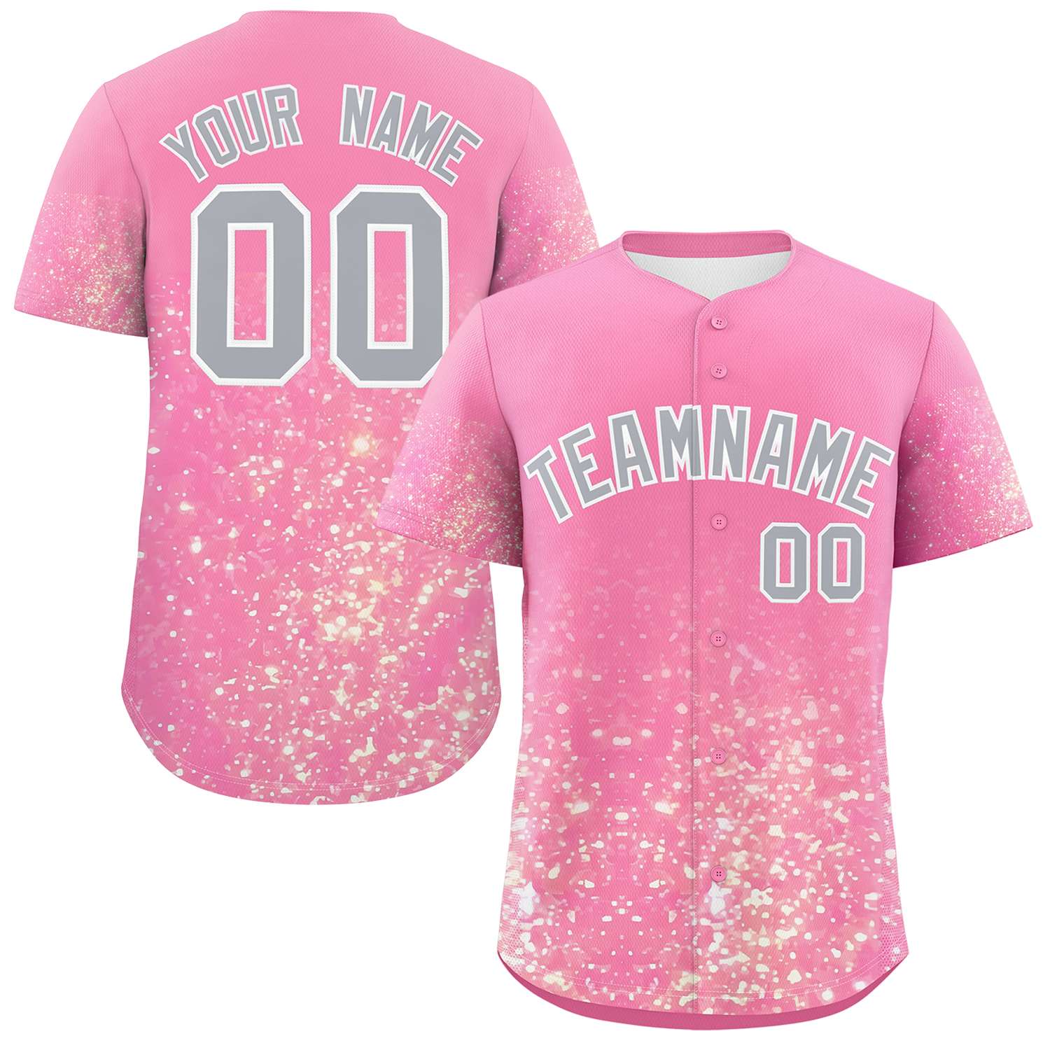 Custom Pink Gray Sequins Pattern Gradient Fashion Authentic Baseball Jersey