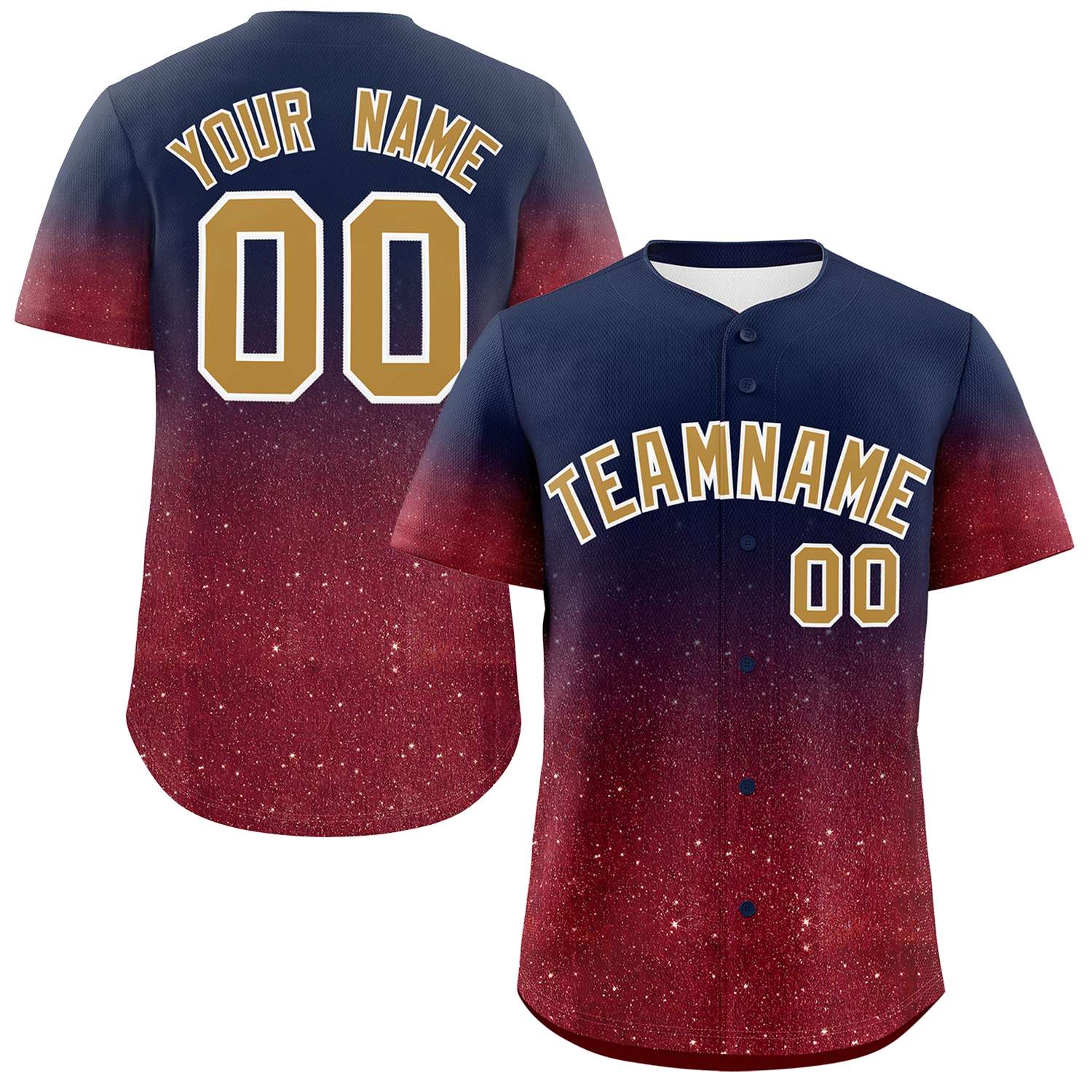 Custom Navy Old Gold Sequins Pattern Gradient Fashion Authentic Baseball Jersey