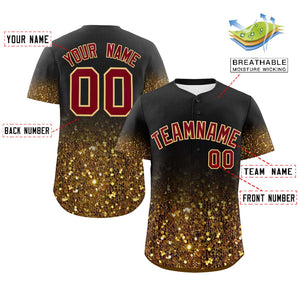 Custom Black Crimson Sequins Pattern Gradient Fashion Authentic Baseball Jersey