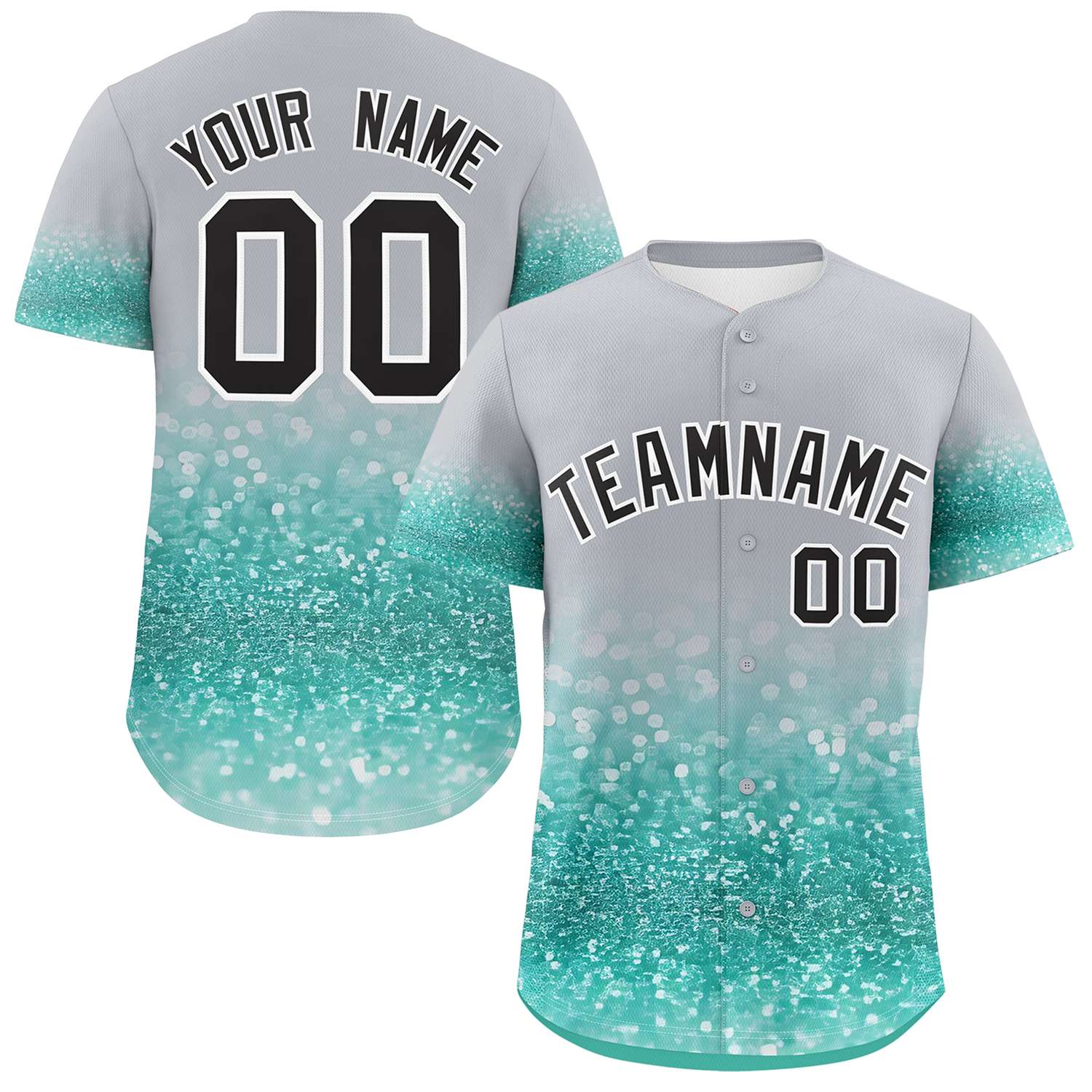 Custom Gray Black Sequins Pattern Gradient Fashion Authentic Baseball Jersey